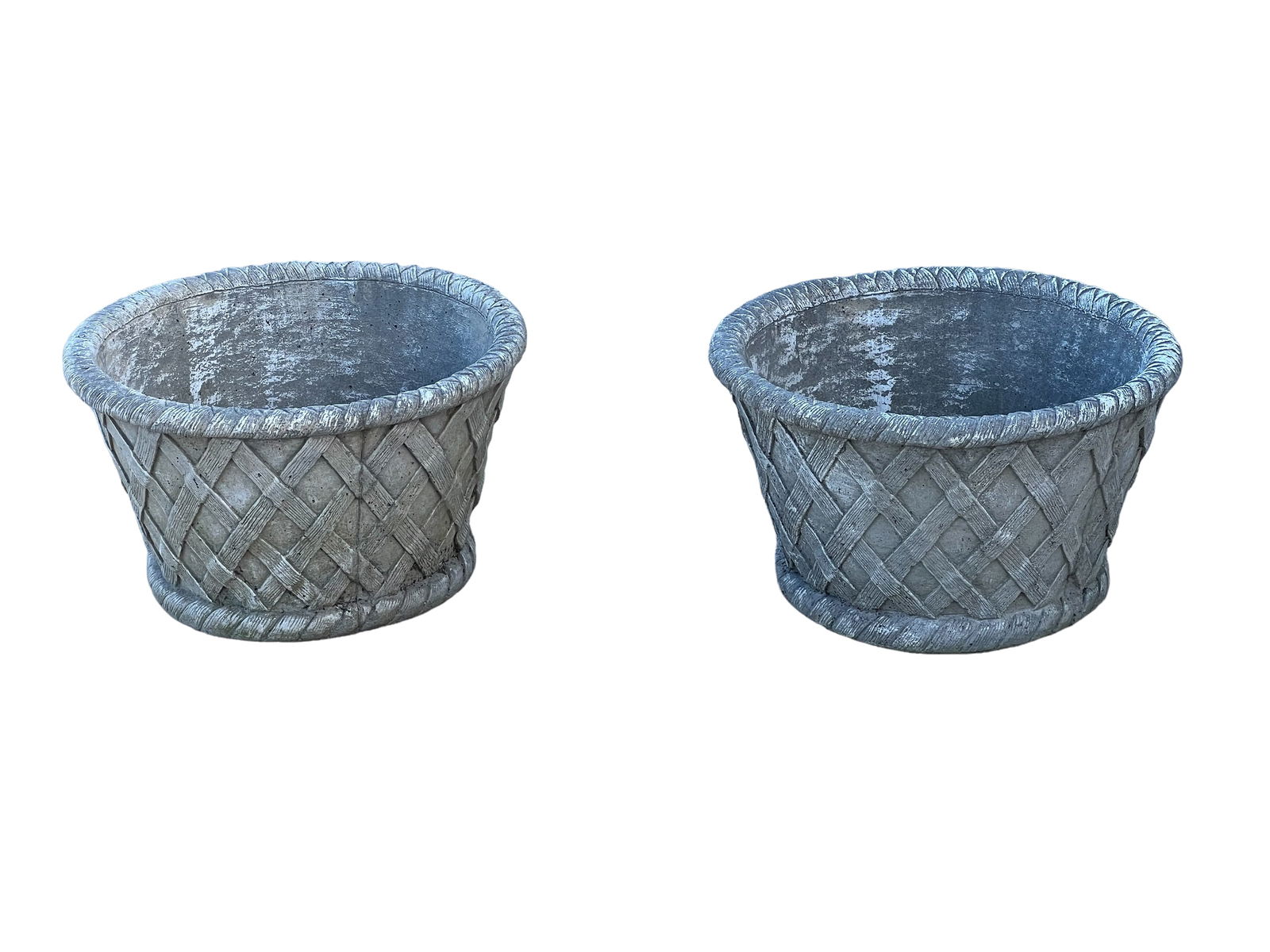 Round Concrete Basket Garden Planters 11 1/4" H, 19 1/2" Diam (1 of 8)
