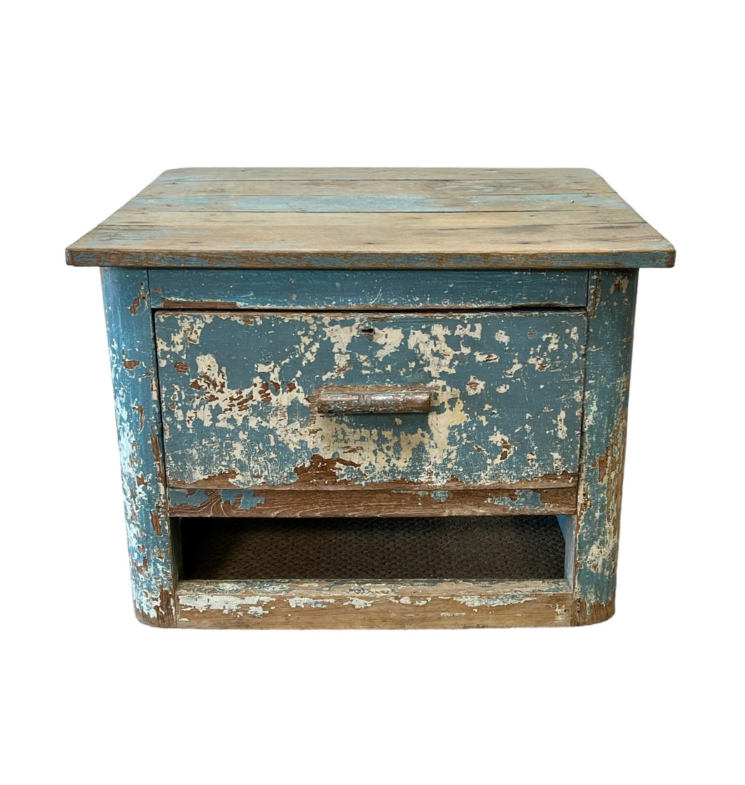 Blue Painted Small Side Table w/ Drawer 18 3/4"H,   25 3/4"L,   24"W (1 of 4)