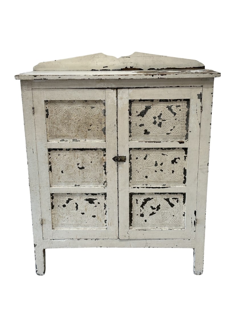 Pa. White Painted Six Tin Pie Safe star tins   /   53"H,   43 1/2"L,   17 1/4"W (1 of 13)