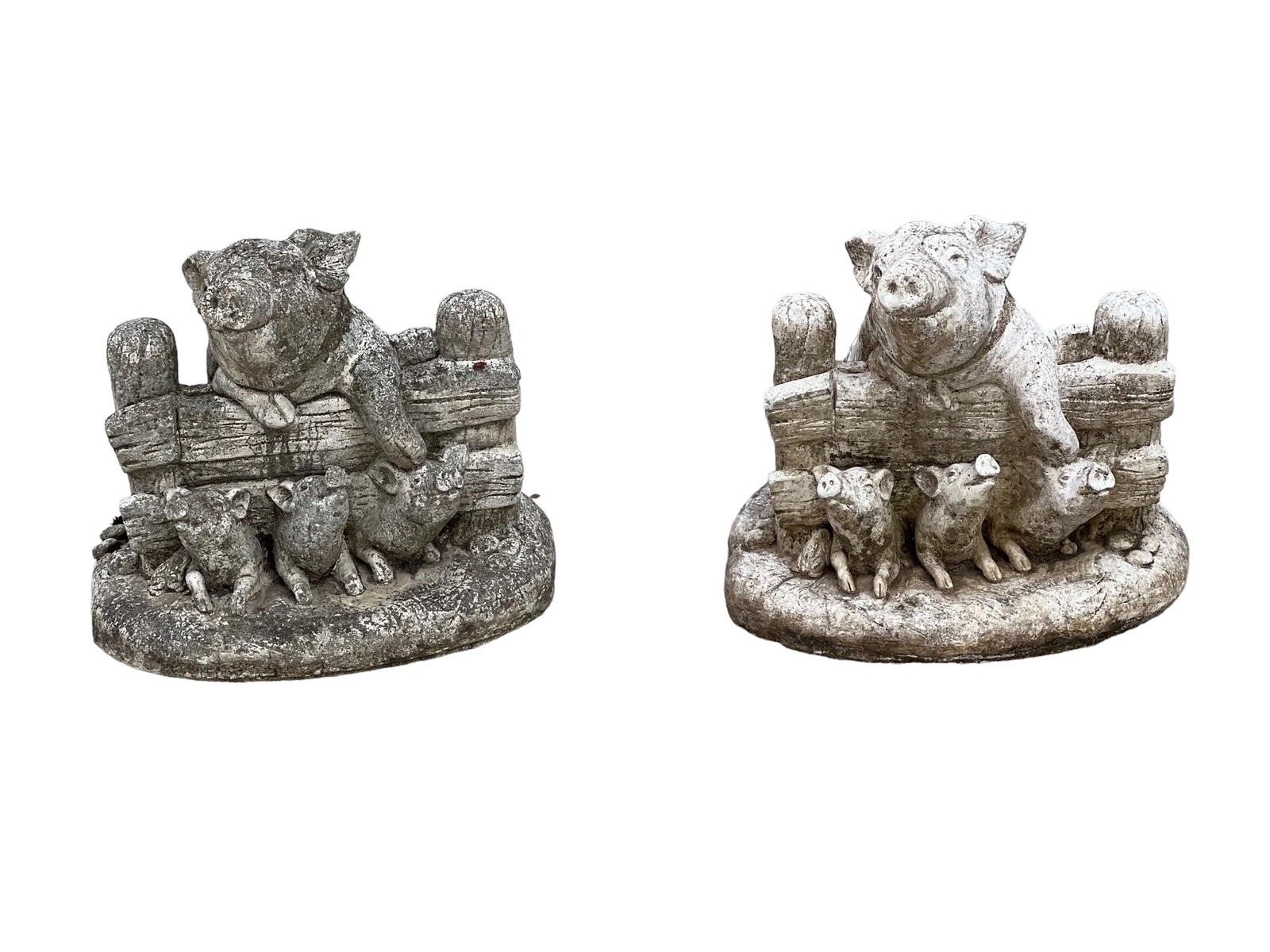 Pair of Concrete Pigs 14 1/2"H, 17"L, 13 1/2"W: Pair of Concrete Pigs 14 1/2"H, 17"L, 13 1/2"W