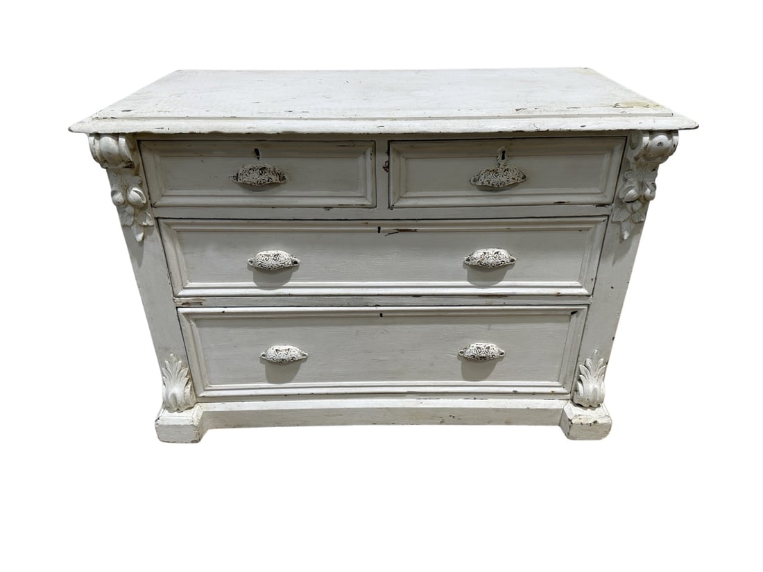 French White Painted Chest of Drawers 30 1/4"H,   43 1/2"L,   19"W (1 of 10)