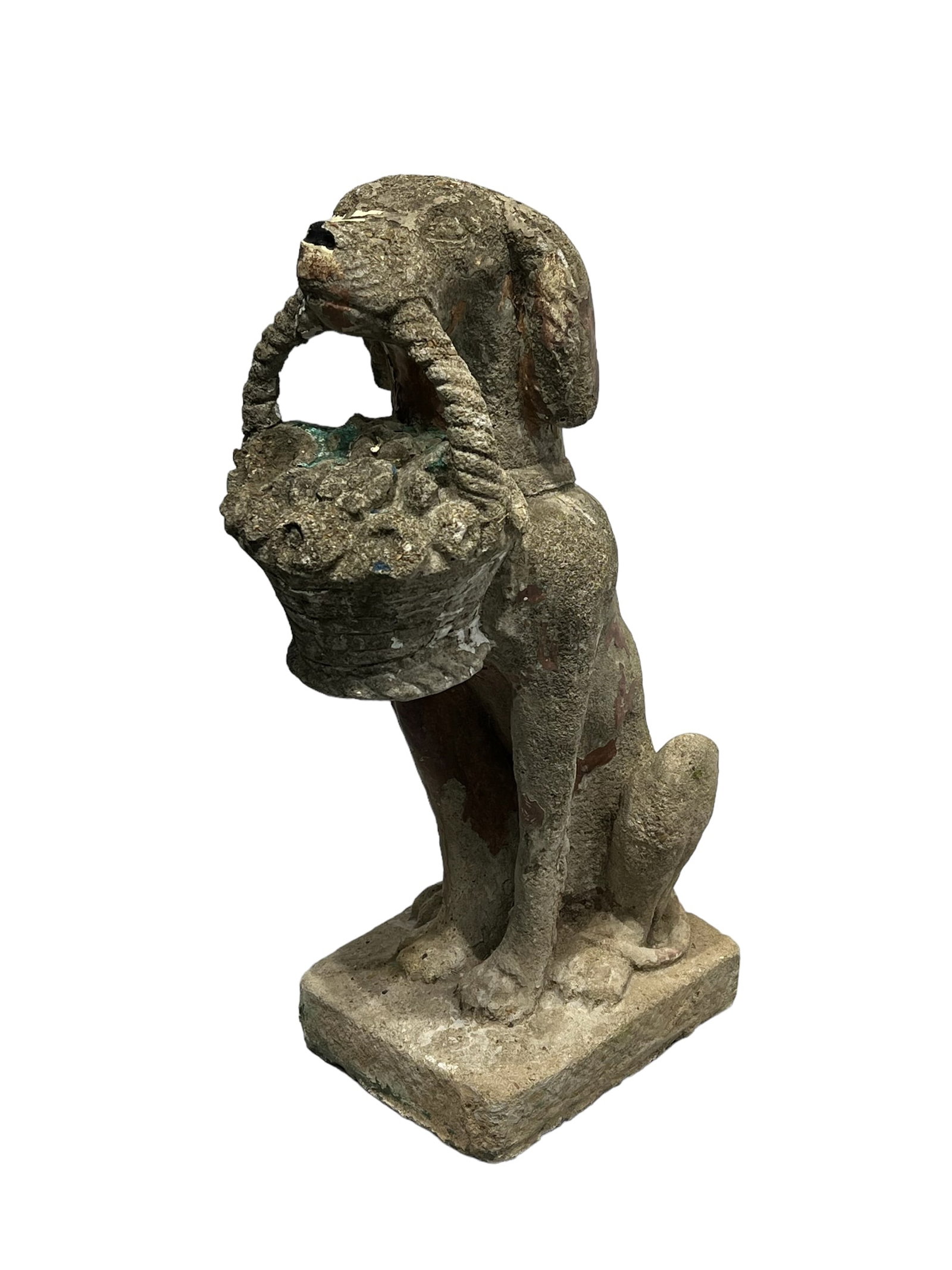 Concrete Garden Dog w/ Basket 22 1/2"H,   8"  x   12" (1 of 8)
