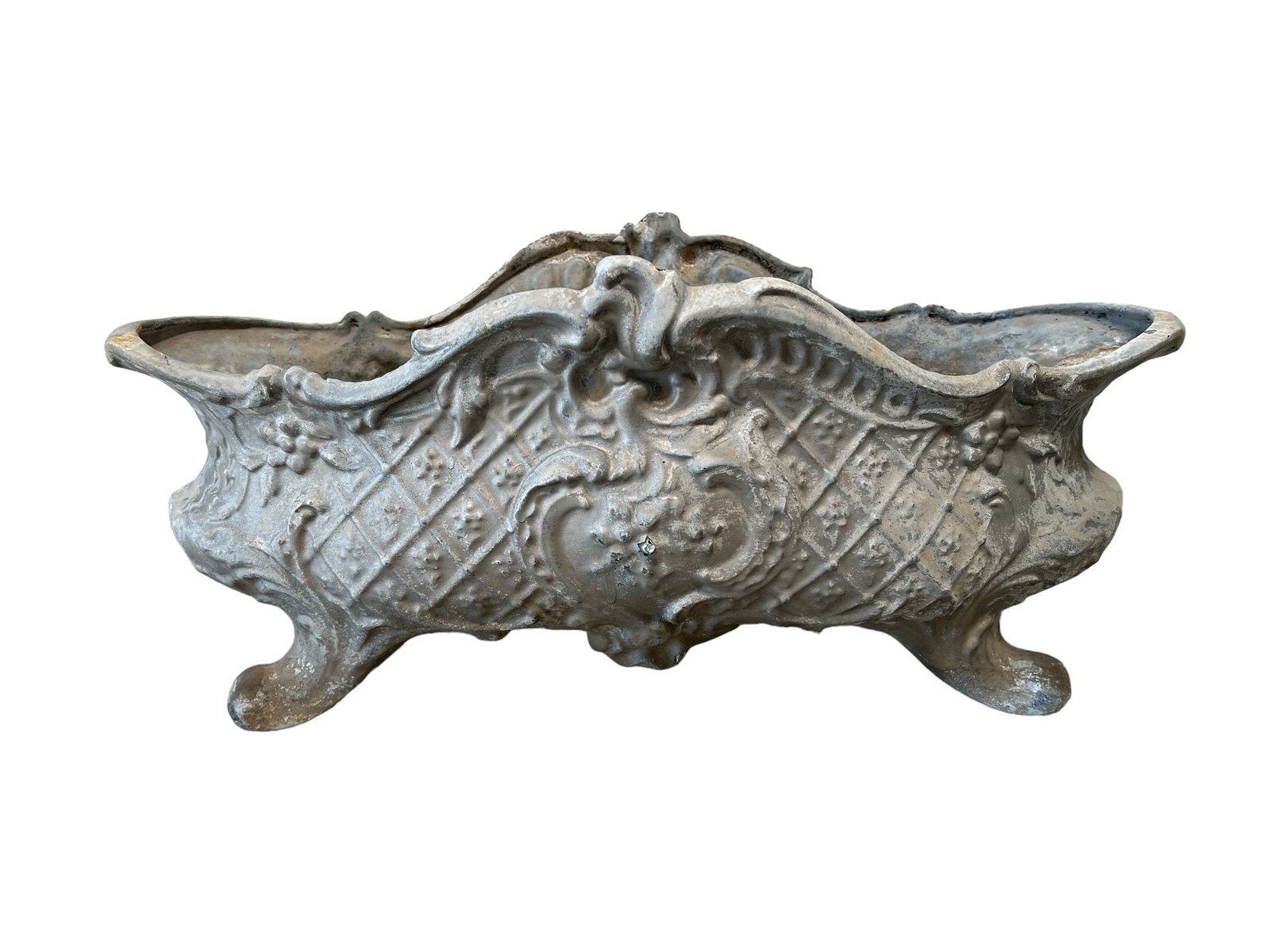 French Painted Cast Iron Garden Urn 10 3/4"H,   24"L,   9 3/4"W (1 of 8)