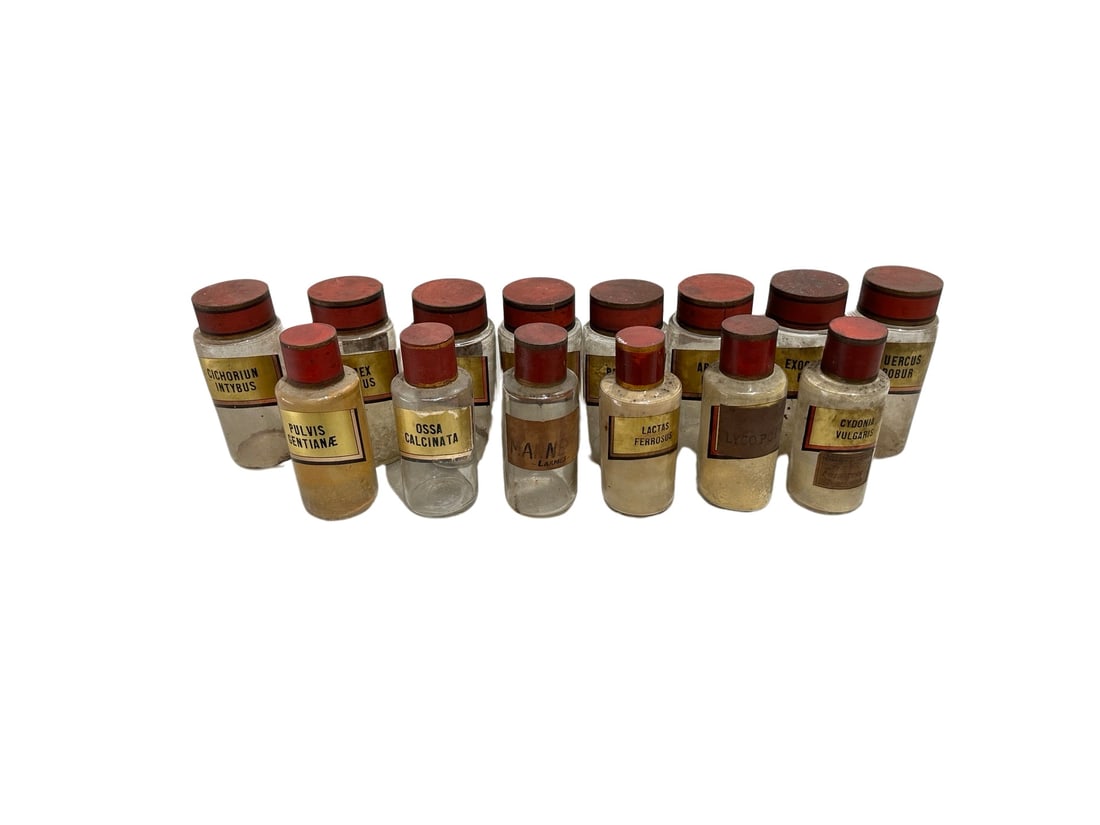 14pc. Lot of French Apothecary Jars Largest - 9 3/4"H   x   4 1/4"Diamater (1 of 9)