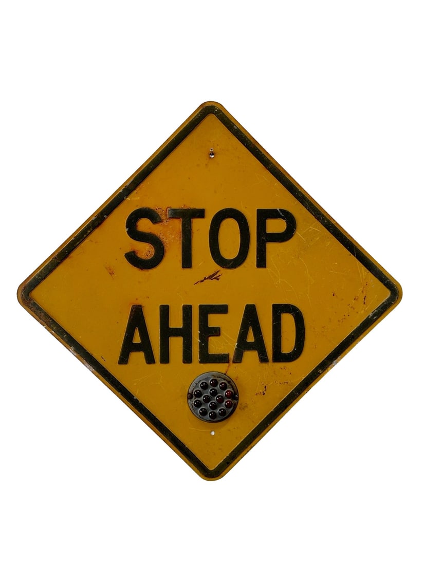 Stop Ahead Metal Sign w/ Glass Reflectors 32 3/4"H   x   32 3/4"W (1 of 4)