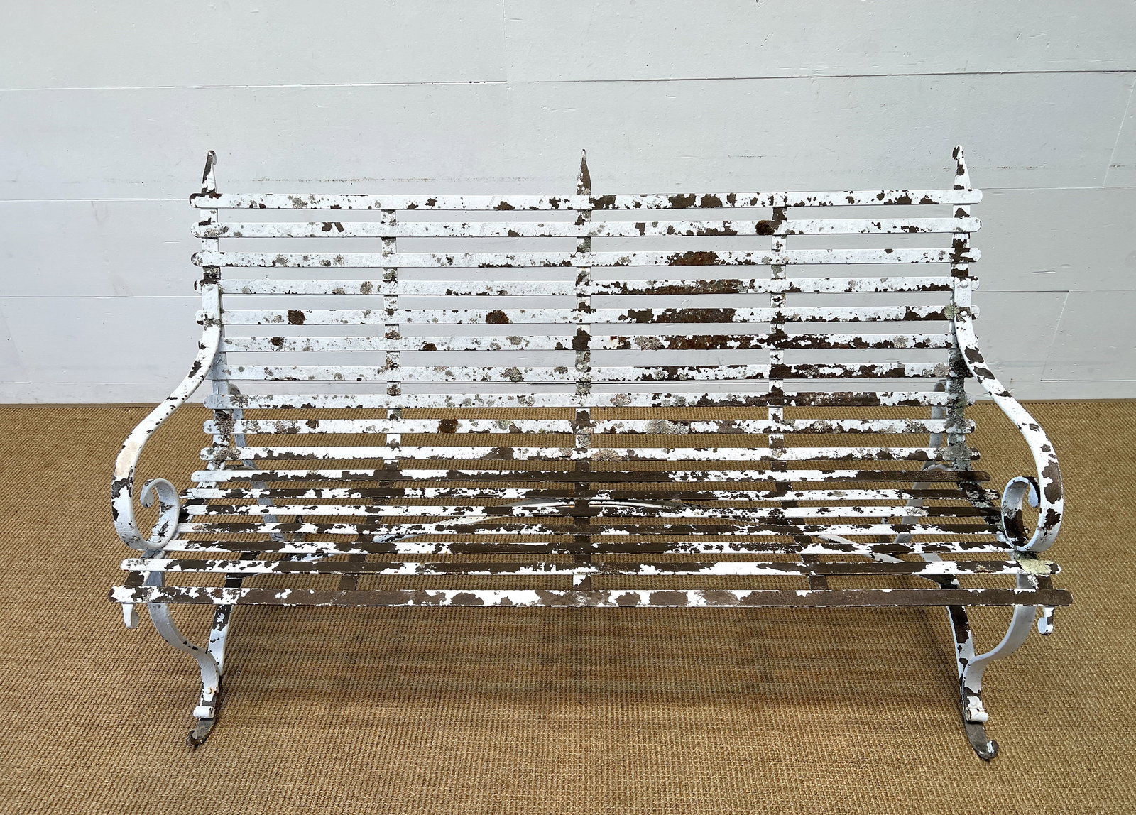 White Painted Cast Iron Garden Bench 36 1/2"H,   60"L,   28"W (1 of 5)