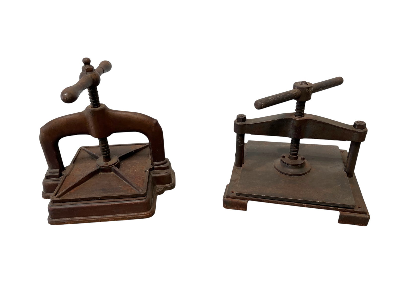 2pc. Lot of Iron Book Presses 14"H,   14"L,   12"W   /   11"H,   13"L,   12"W (1 of 10)