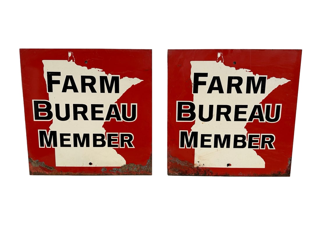 Pair of Farm Bureau Member Double Sided Signs Metal - 15"H   x   15"L (1 of 3)