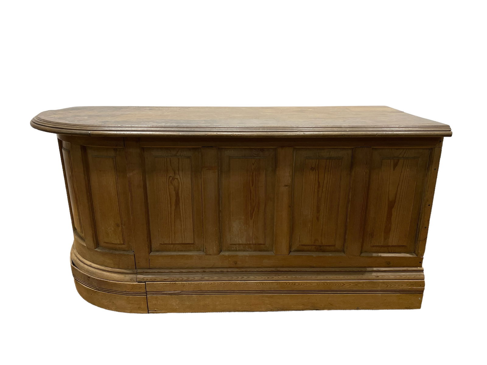 19th C. English Pine Curved Store Counter 35"H, 74"L 28 1/2"W (1 of 7)