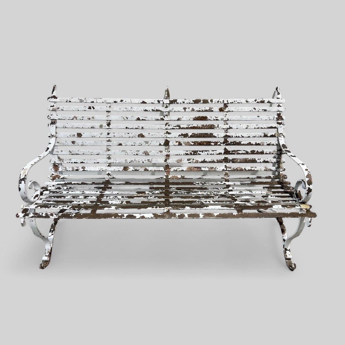 White Painted Metal Park Bench 36 1/2"H, 60"L, 29"W (1 of 8)