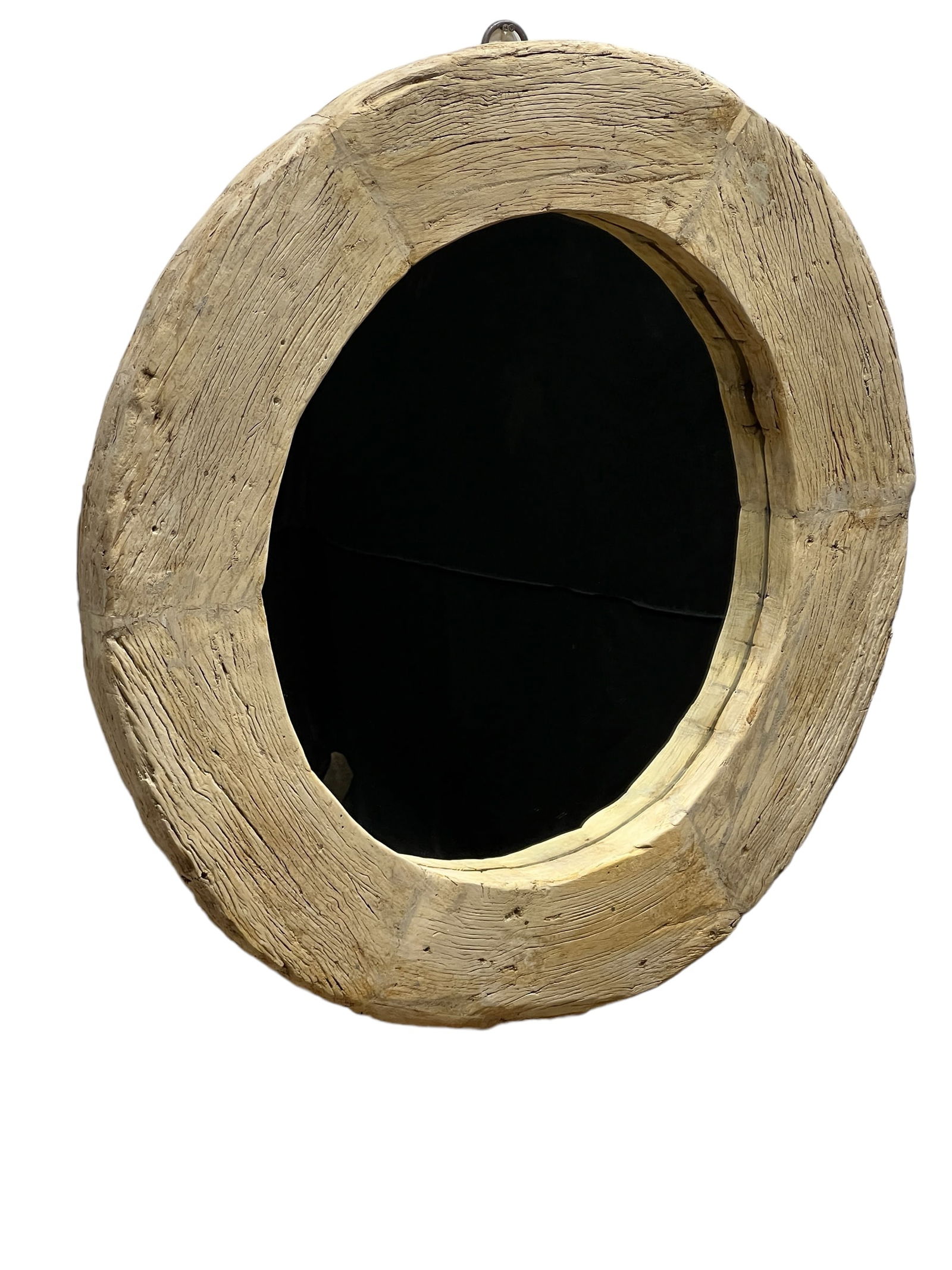 Architectural Bleached Wooden Round Mirror 44" Diam (1 of 5)
