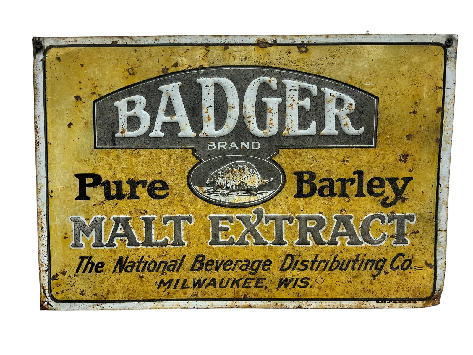 Badger Malt Extract Metal Sign 12"H x 18"L: Badger Malt Extract Metal Sign 12"H x 18"L