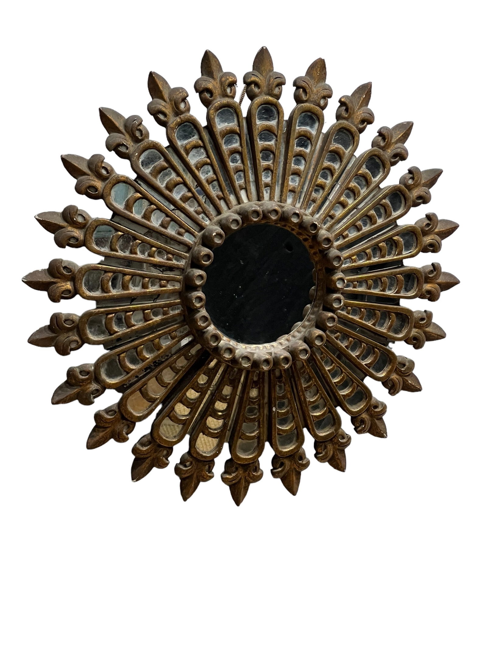 Spanish Gilt Wood Sunburst Mirror 23" Diam (1 of 9)