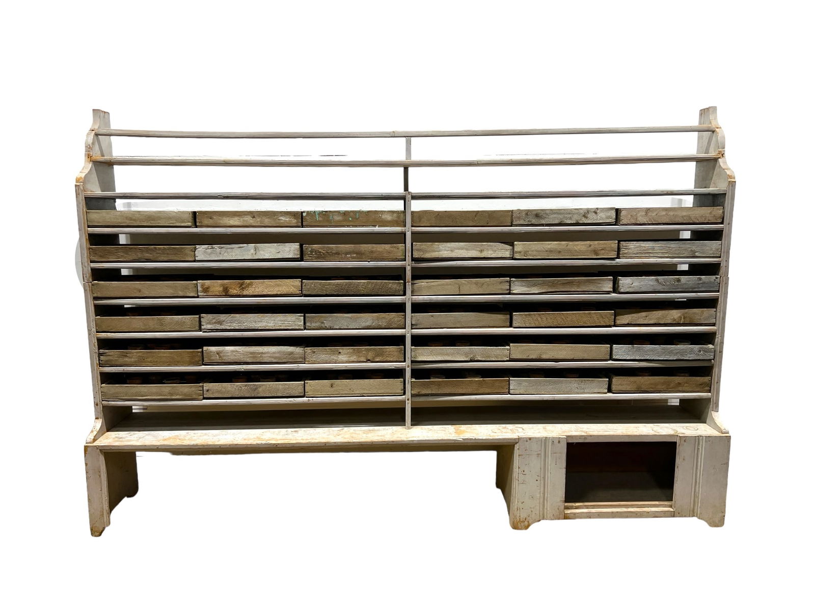 French Painted Two Piece Florist Shop Display w/ trays and pots    /    81 1/2"H,   123 1/4"L(10 ft. (1 of 11)