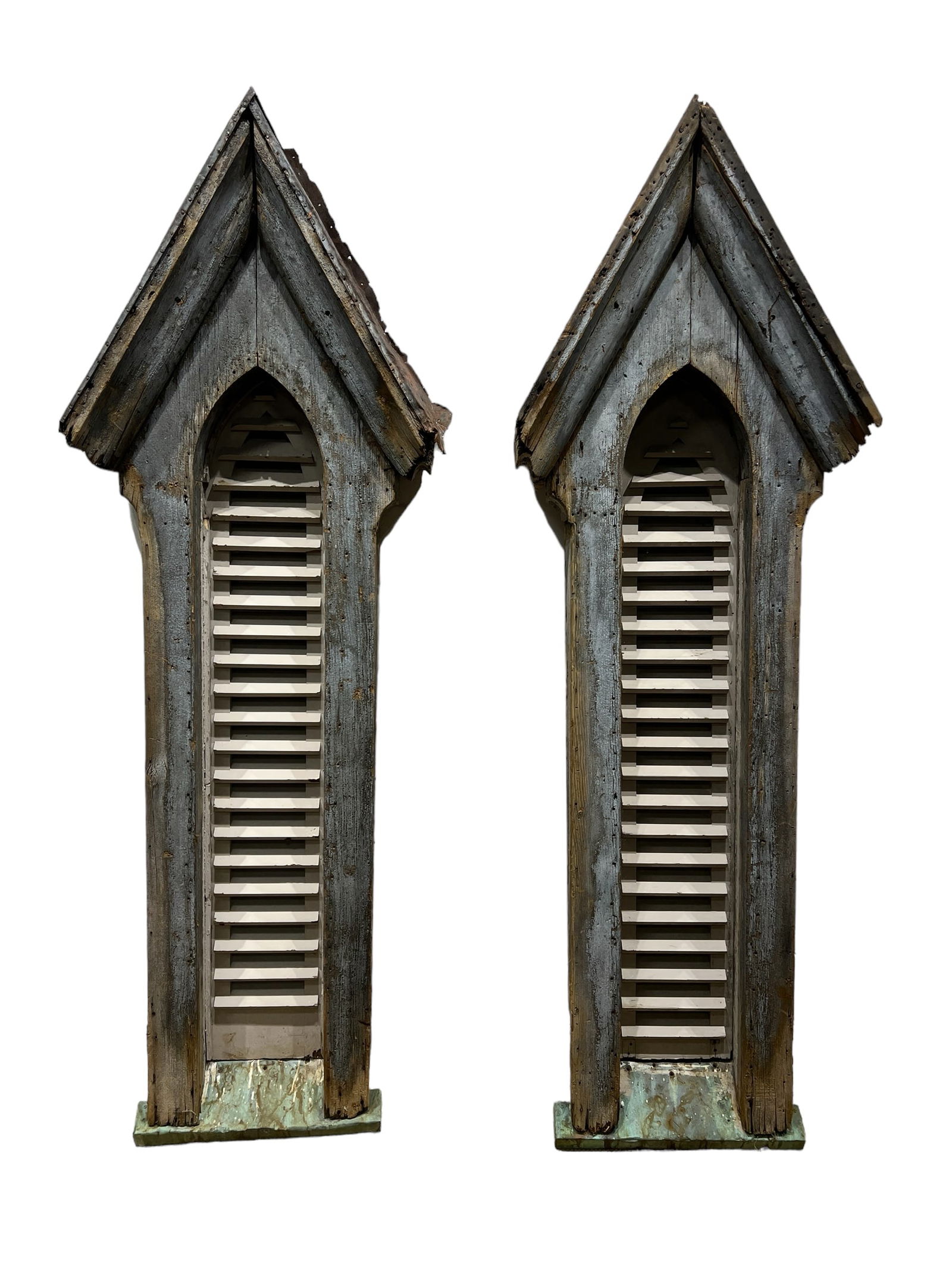 Pair of Painted Gothic Style Shutter Vents 96 3/4"H,   33"L,   12"W   ea. (1 of 17)