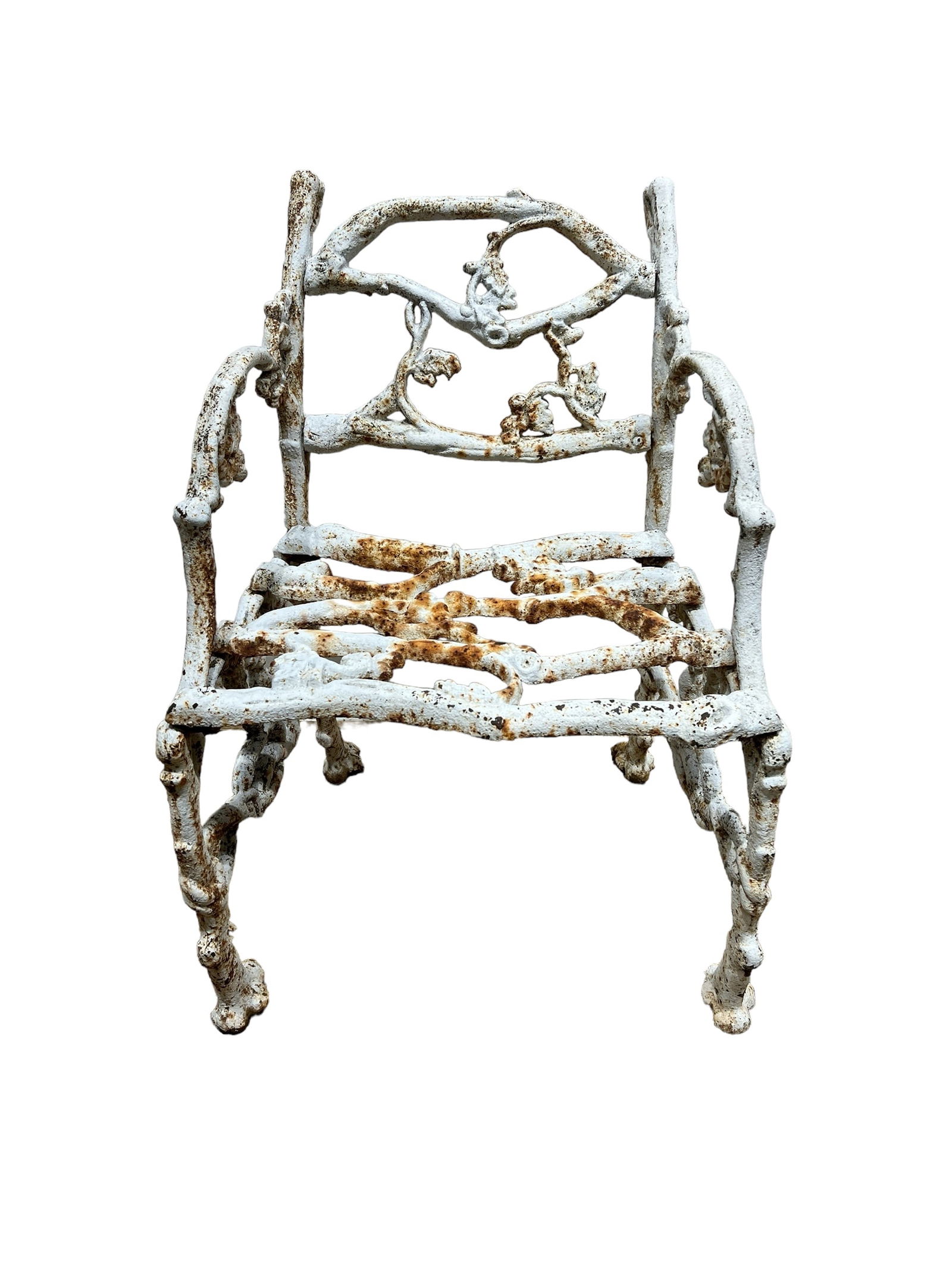 Early Painted Cast Iron Garden Chair 29"H,   21"L,   21"W (1 of 5)