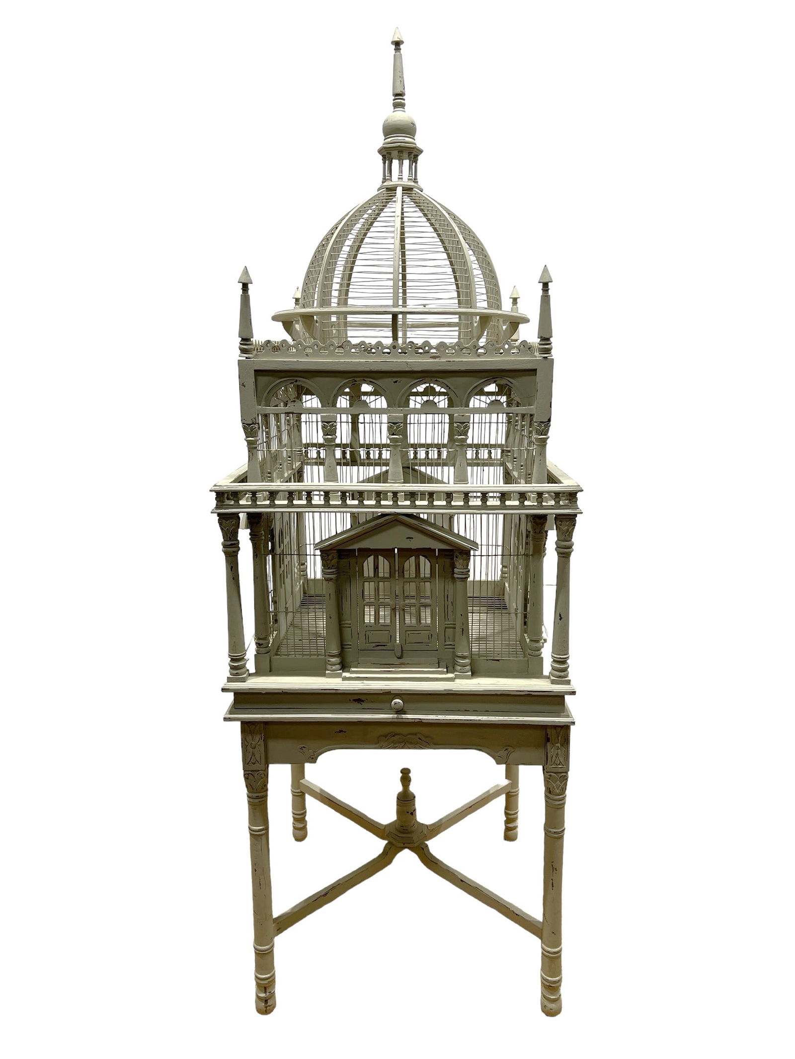 Architectural Painted Bird House on Stand 82 1/2"H. 28"L, 28"W (1 of 10)