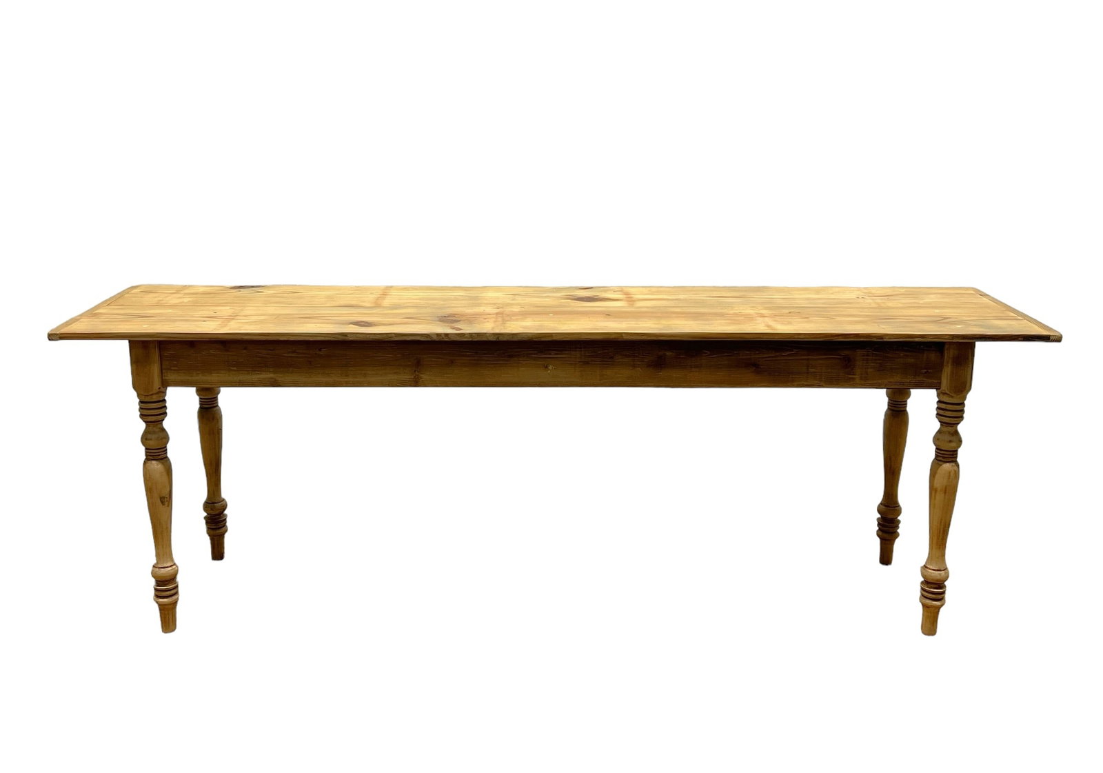 Pine Farm Table 29 3/8"H, 86 1/4"L, 22 1/2"W: Pine Farm Table 29 3/8"H, 86 1/4"L, 22 1/2"W