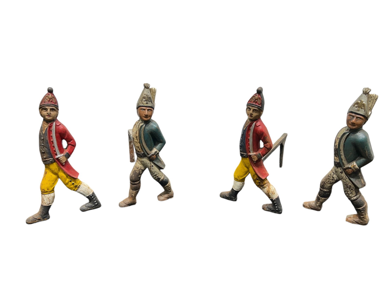4pc. Lot of Painted Soldier Andirons 19 1/2"H,   18 1/2"L,   9"W (1 of 9)