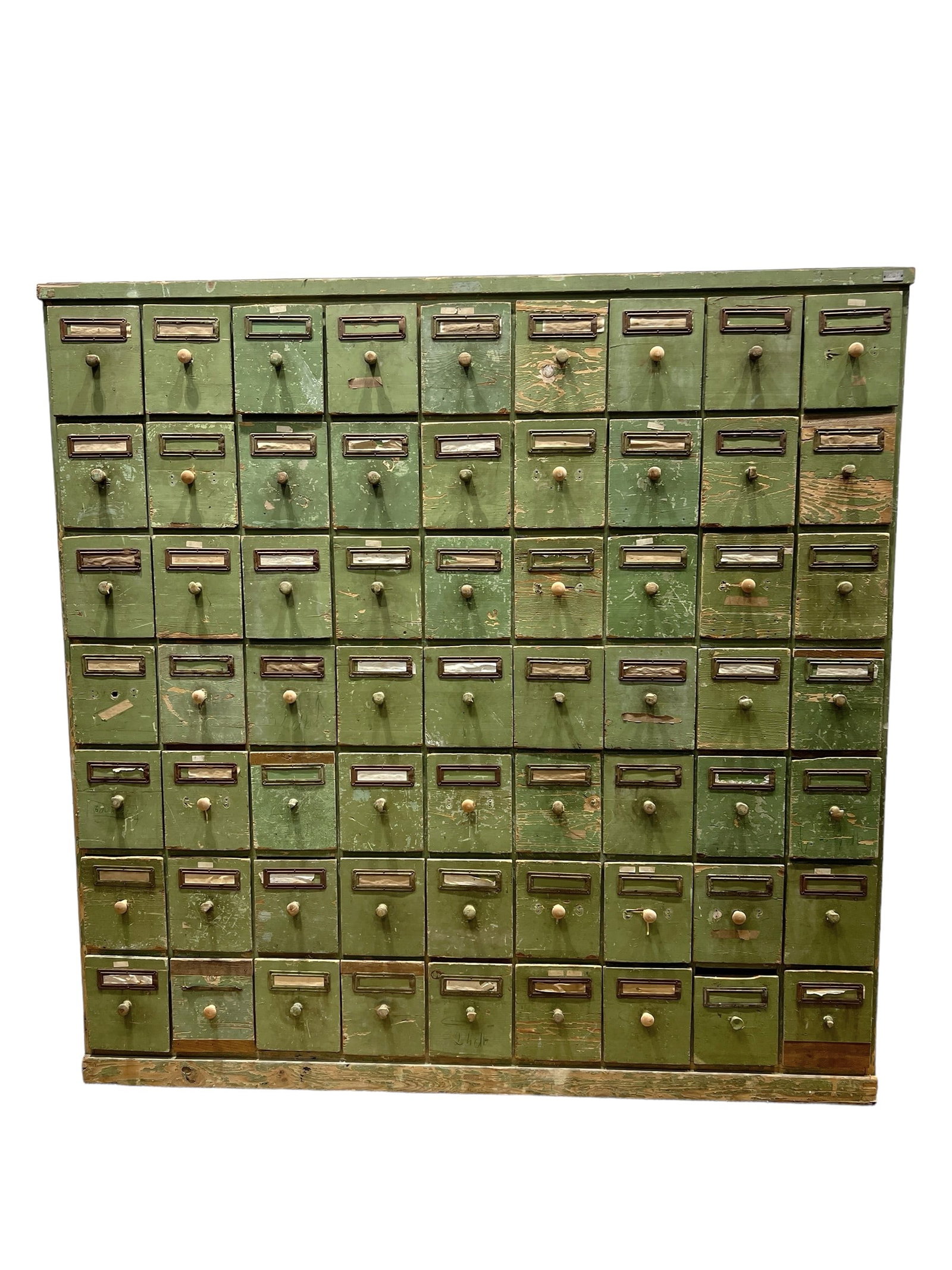 Green Painted Hardware Store Drawer Unit 73 1/4"H, 74"L, 20 1/4"W (1 of 18)