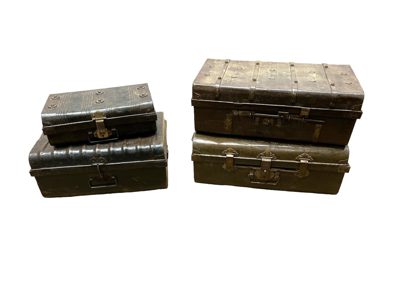 4pc. Lot of Metal Travel Cases Largest - 12 1/4"H, 30 1/4"L, 19 1/2"W: 4pc. Lot of Metal Travel Cases Largest - 12 1/4"H, 30 1/4"L, 19 1/2"W