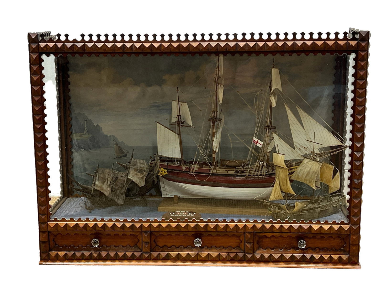 Sailboats Diorama 34"H, 47"L, 15 1/2"W: Sailboats Diorama 34"H, 47"L, 15 1/2"W