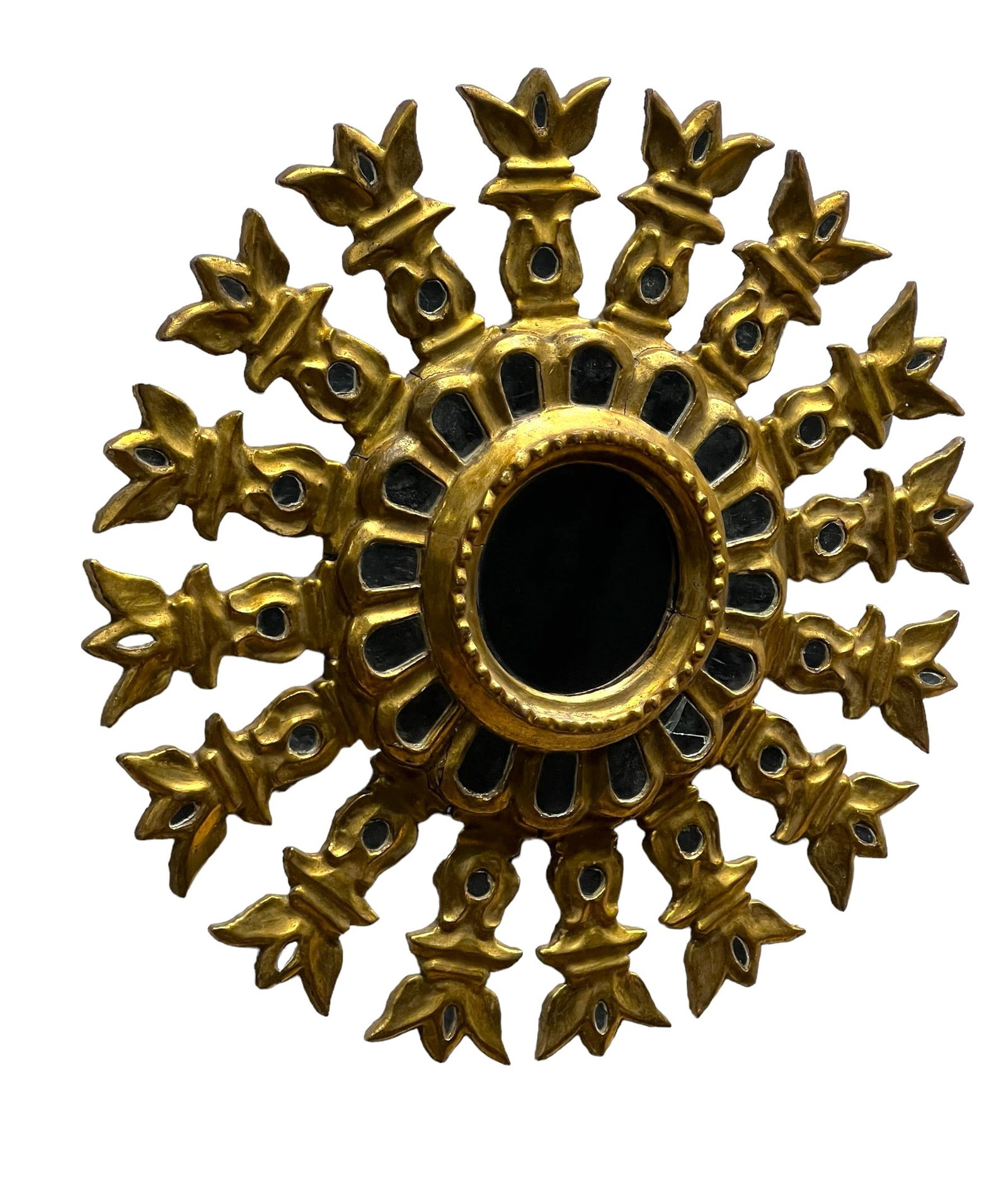 Spanish Gilt Wood Sunburst Mirror 24" Diam. (1 of 7)