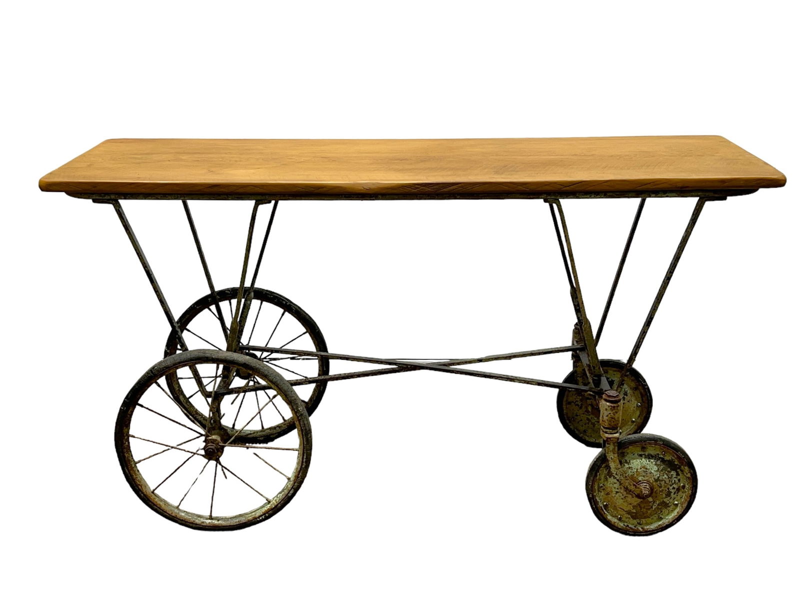 Industrial Metal Cart w/ Wood Top 33 1/2"H, 61 1/4"L,21 1/2"W (1 of 6)