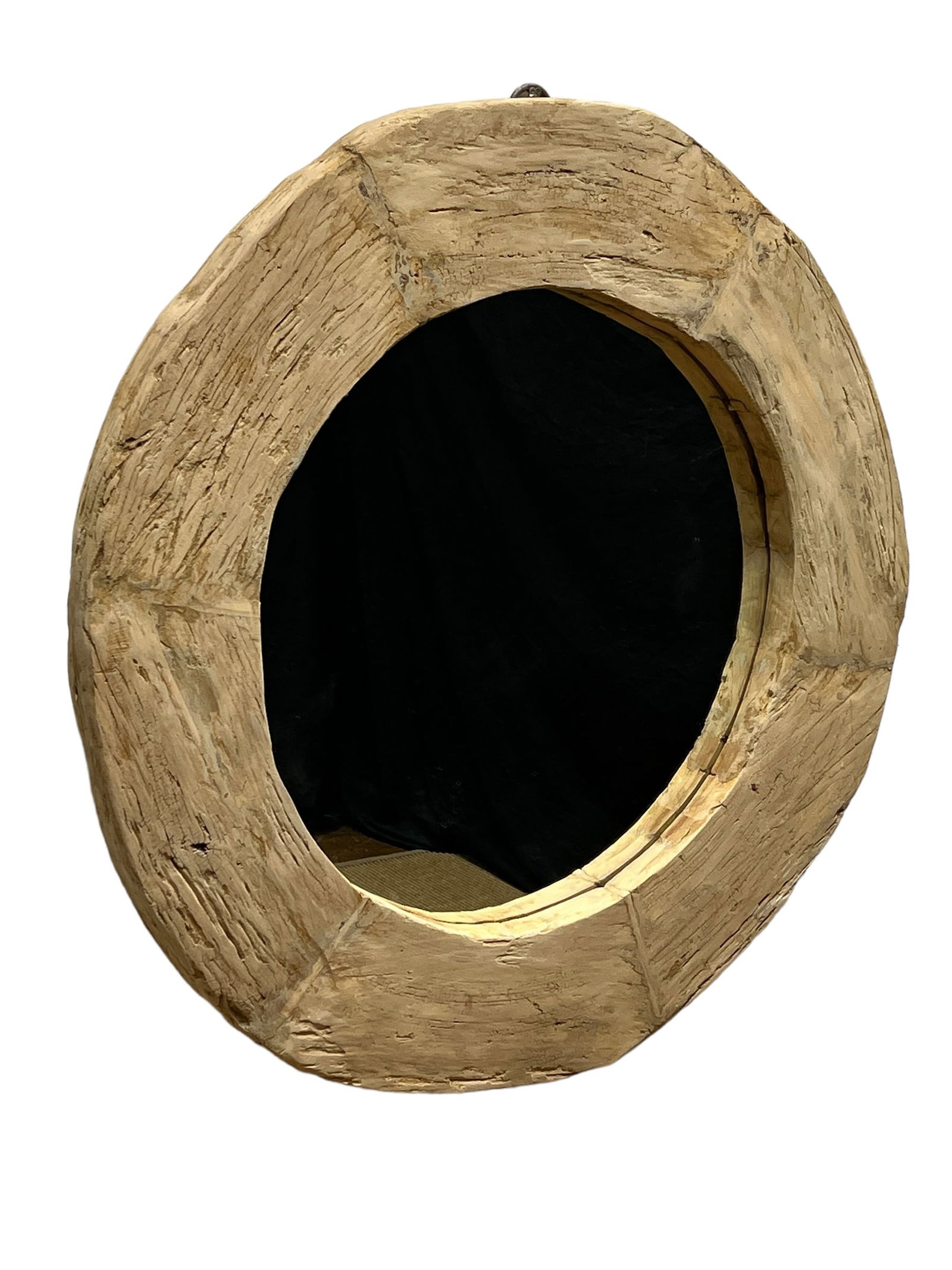 Architectural Round Wooden Mirror 44" Diam. (1 of 6)