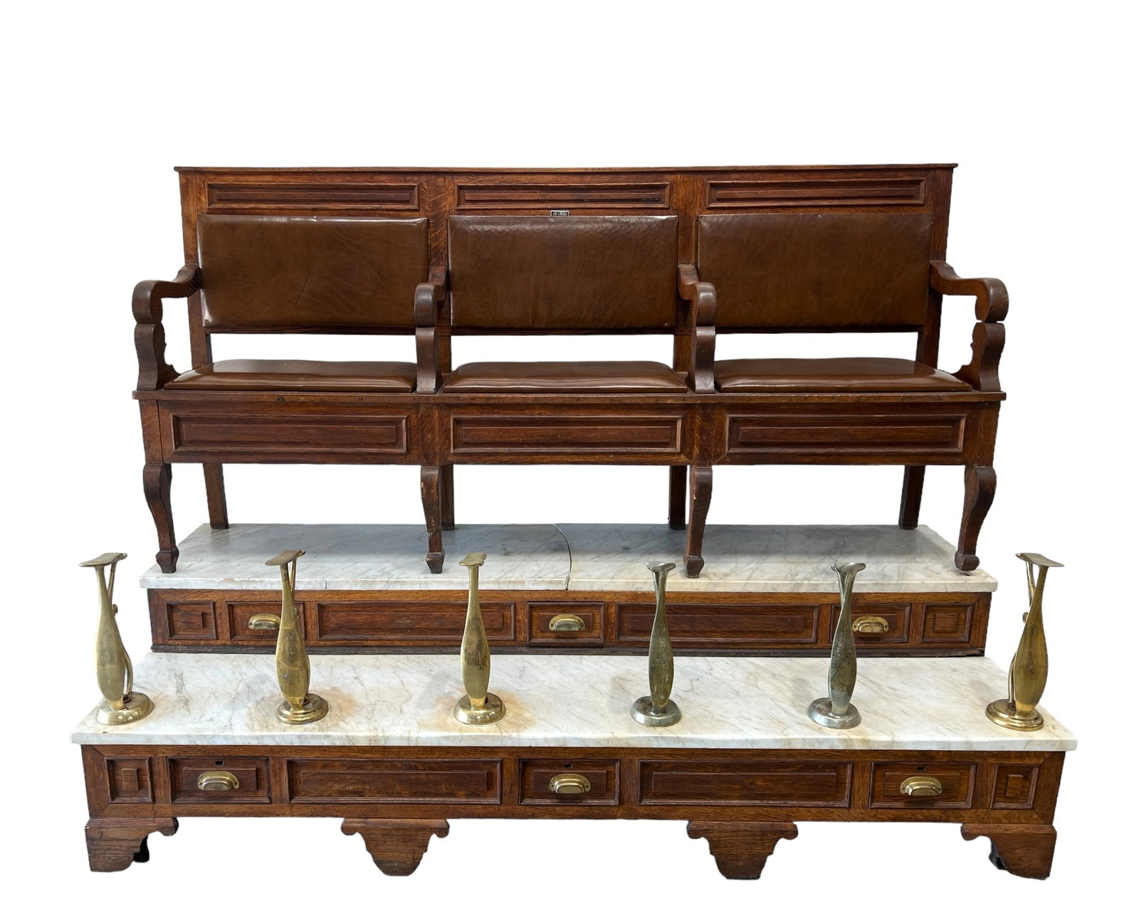 Shoe Shine Stand w/ Marble Top "The Royal Shoe Polish Co."  /  64 1/4"H,   87 1/4"L,   34 1/4"W (1 of 16)