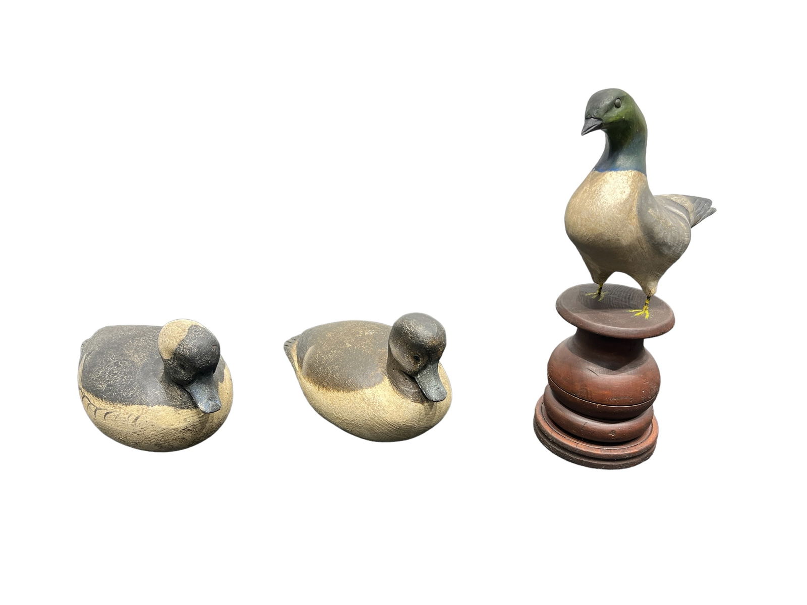 3pc. Lot of Carved Wooden Birds - Ken Kirby Tallest - 11 1/2"H,   7 1/2"L,   4"W(Base) (1 of 10)