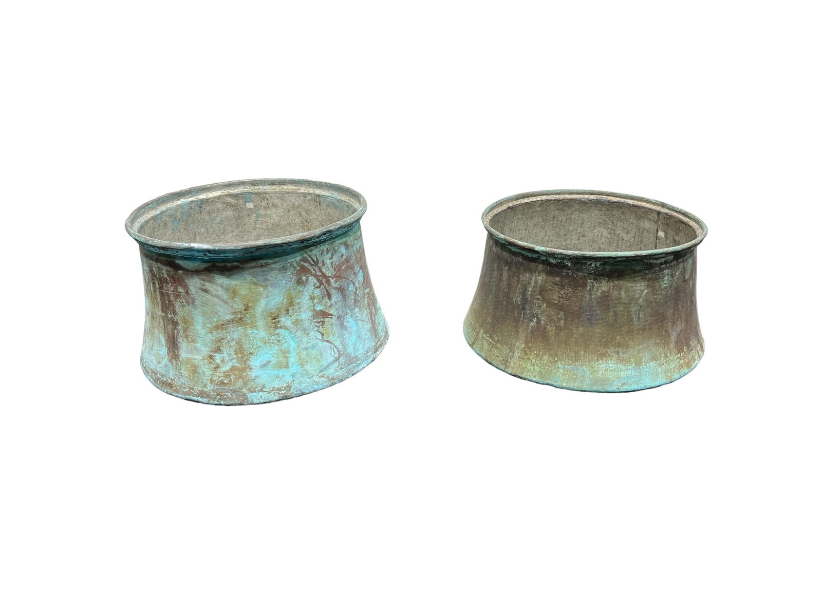 2pc. Lot of Copper Pots 9 1/2"H   x   15"D   /   8 1/2"H   x   14 1/4"D (1 of 7)