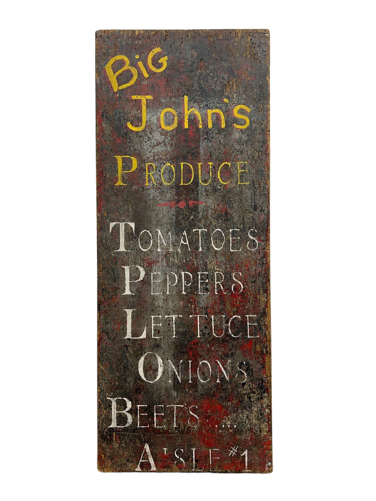 Big Johns Produce Wooden Painted Sign 60 1/4"H   x   24"L (1 of 5)