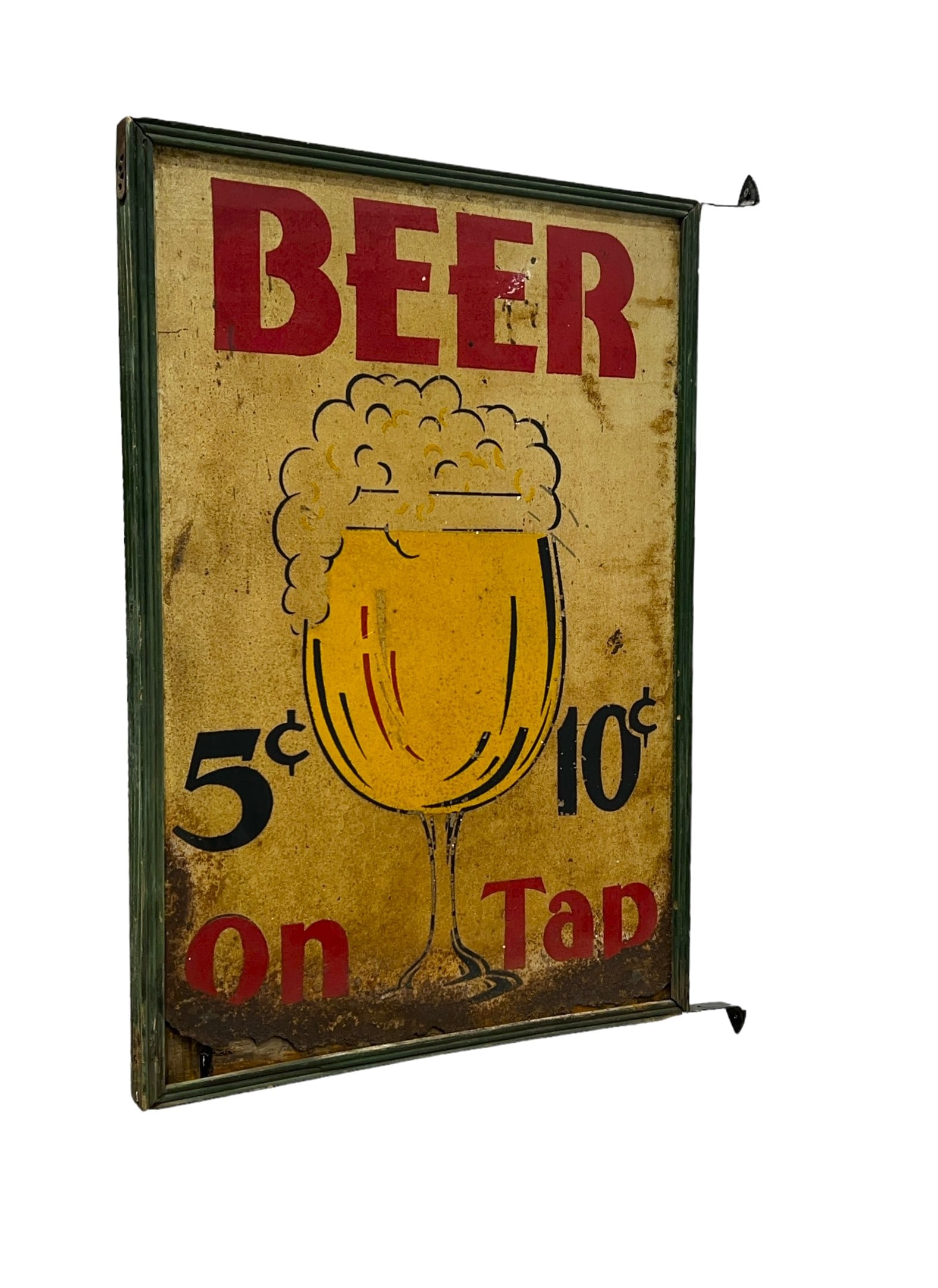 Pub Sign - "Beer On Tap" metal / wood frame  /  double sided  /  sign - 29 1/8" x  20 1/8"  /   w/ (1 of 10)