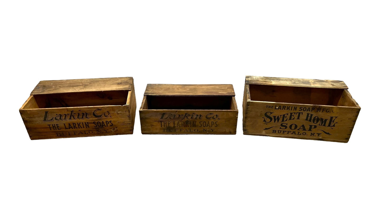 3pc. Lot of Larkin Co. Crates Largest - 11 1/4"H,   27 3/4"L,   15 1/2"W (1 of 10)