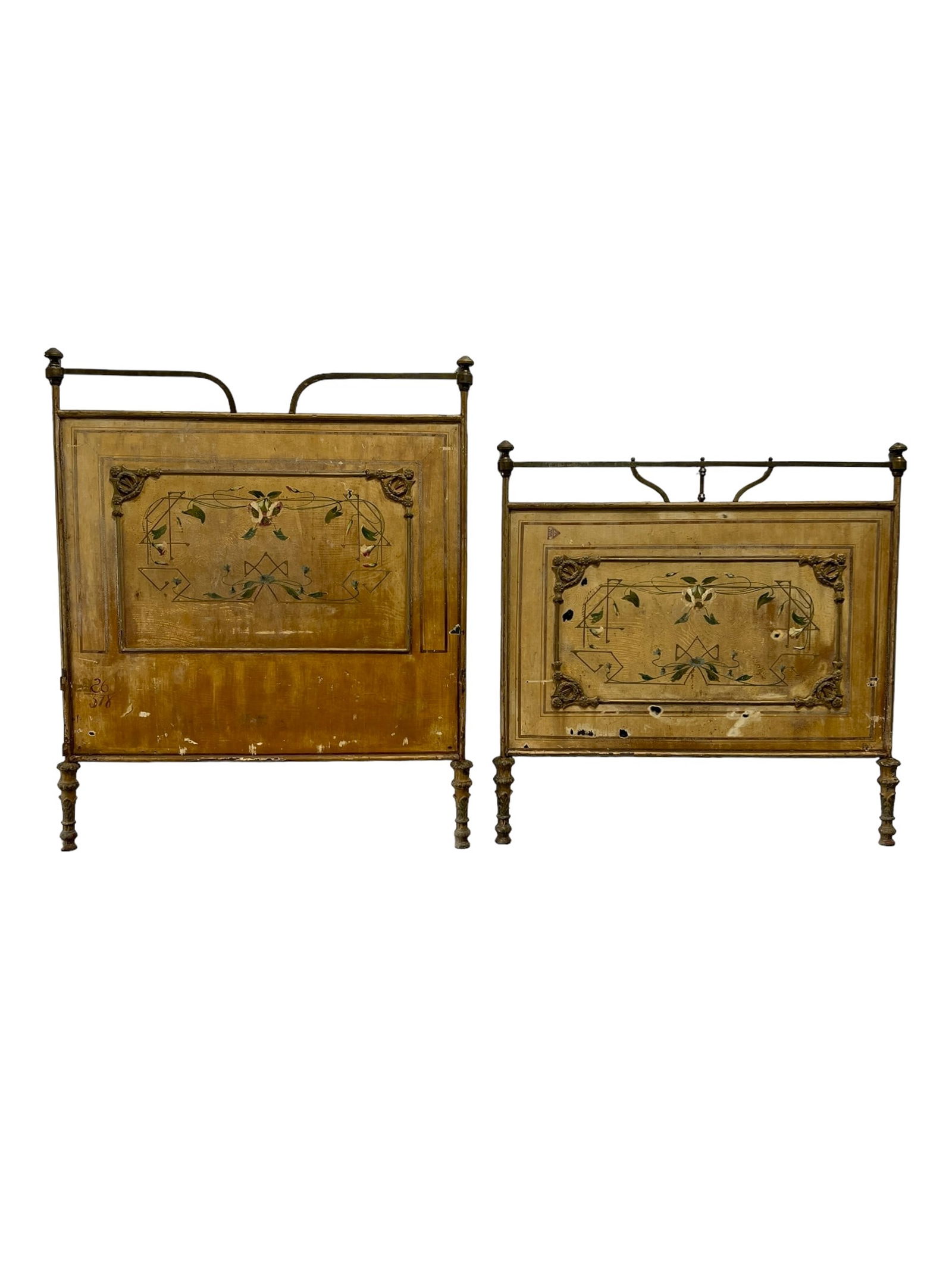 French Painted Metal Twin Bed 54"H, 44"L (Headboard)  /  45"H, 44"L (Footboard) (1 of 10)