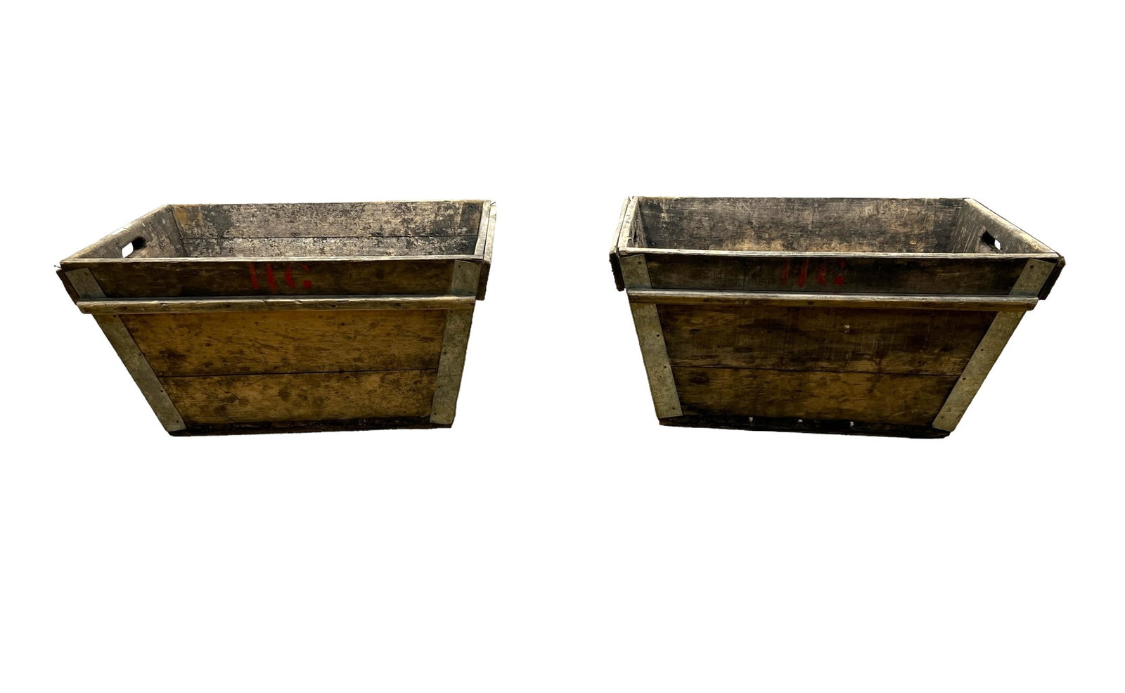 Pair of Early French Grape Gathering Totes 16 1/2"H, 32"L, 21"W: Pair of Early French Grape Gathering Totes 16 1/2"H, 32"L, 21"W