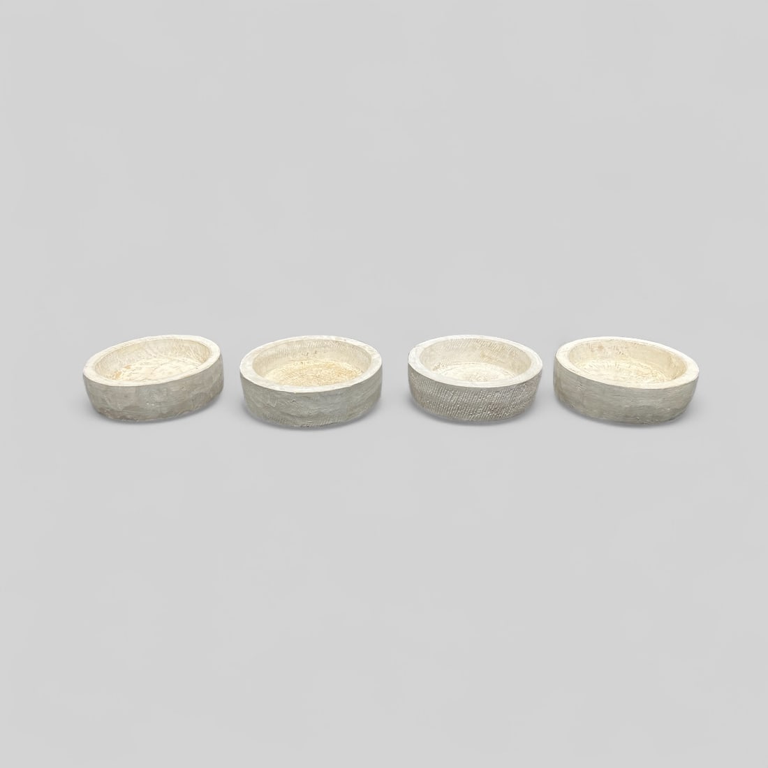 4pc. Lot of White Painted Stone Bowls 3 1/2"H   x   12"D (1 of 8)