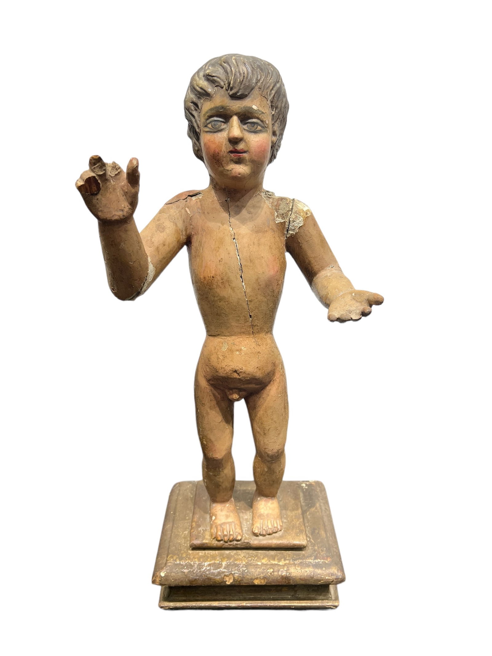 18th C. Polychrome Figure 21 1/2"H,   8"L,   6"W (1 of 10)