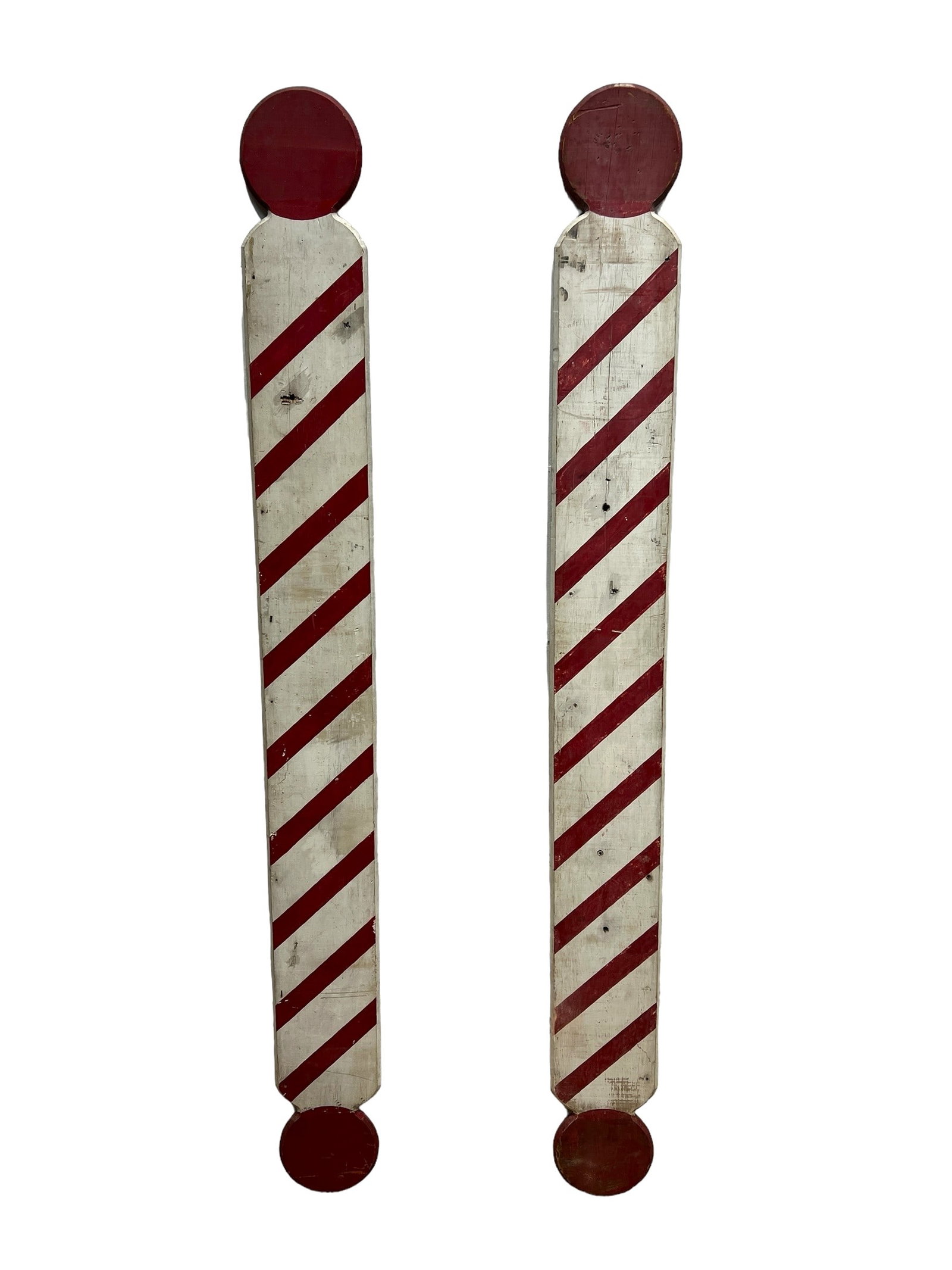 Pair of Wooden Barber Shop Trade Signs 72"H x 7 1/2"L ea.: Pair of Wooden Barber Shop Trade Signs 72"H x 7 1/2"L ea.