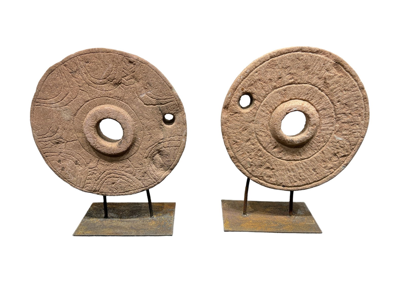 2pc. Lot of Architectural Stones on Stands 21 3/4"H,   18 1/2"L,   7 3/4"W(base)   /    21 3/4"H, (1 of 9)