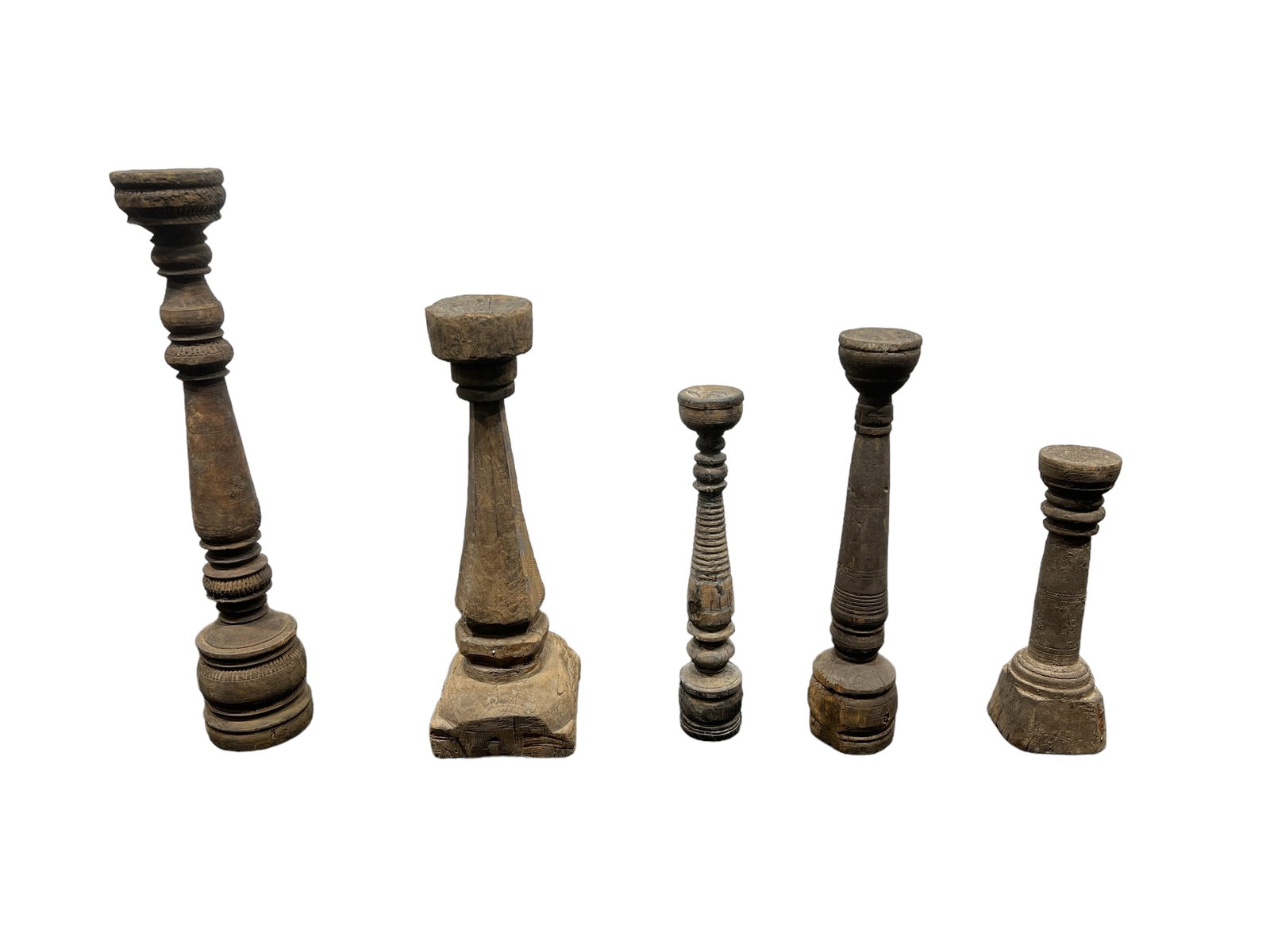5pc. Lot of Architectural Wooden Candlesticks Tallest - 24 1/2"H   x   4 1/2"D (1 of 8)