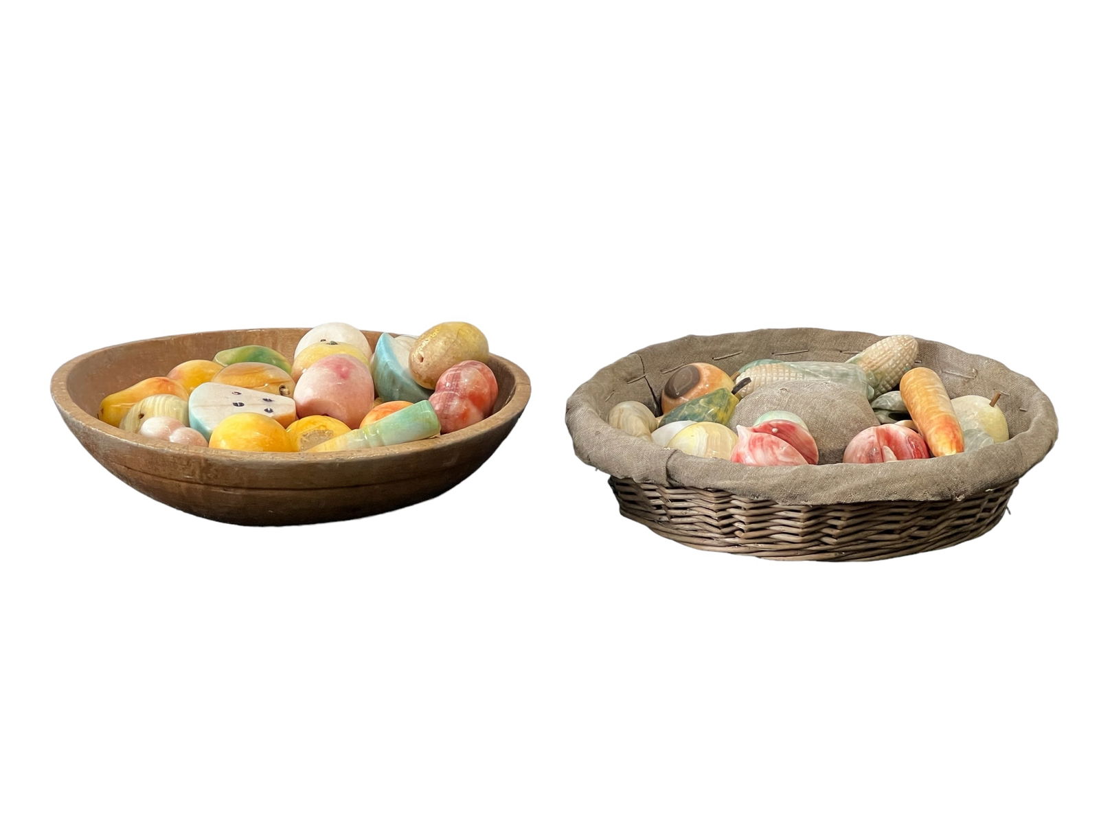 2 PC Marble Fruit and Bowls 4"H, 15" Diam   /  3 1/2"H, 16"Diam  /  7" (largest fruit) (1 of 12)