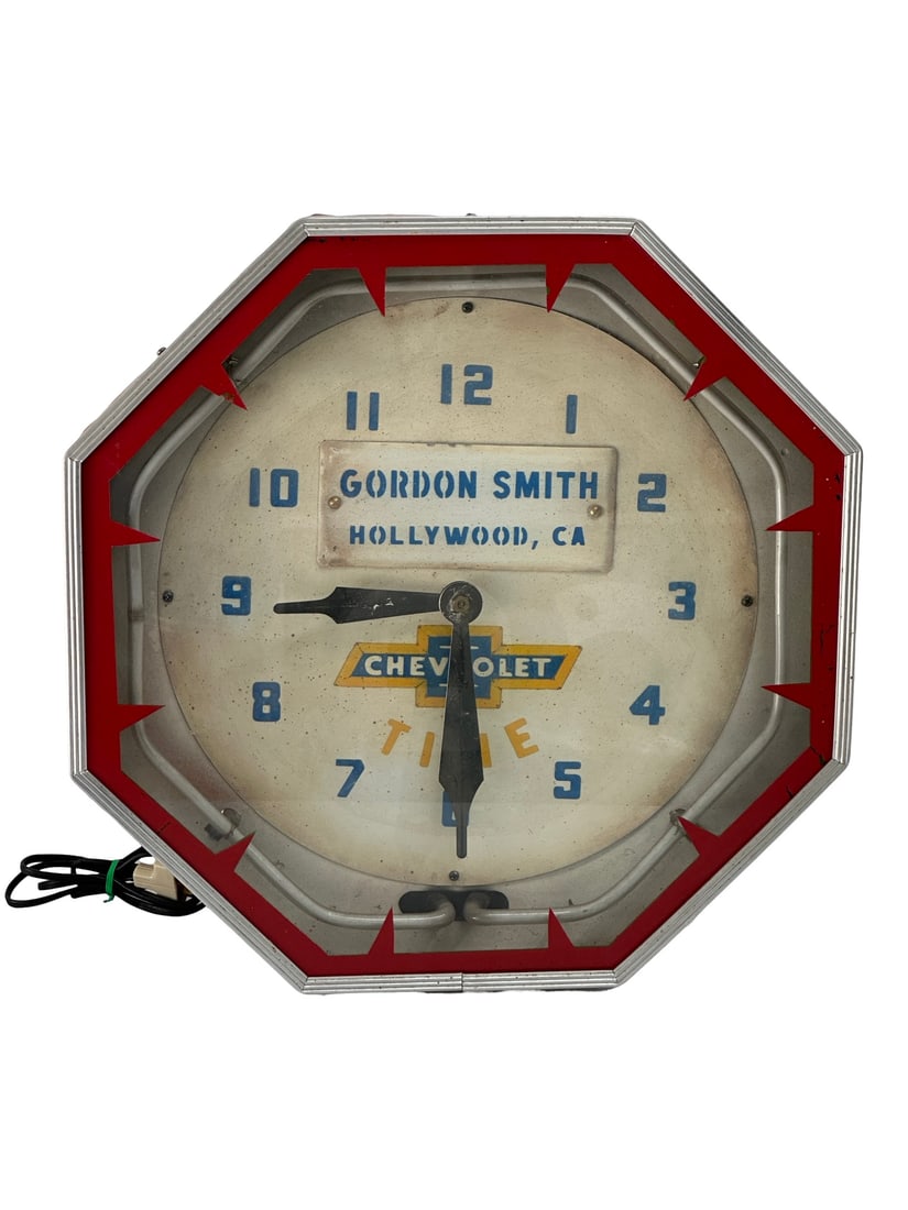 Chevrolet Advertising Neon Clock neon works  /  clock does not work  /  18 1/2"H, 18 1/2"L, 6"W (1 of 7)