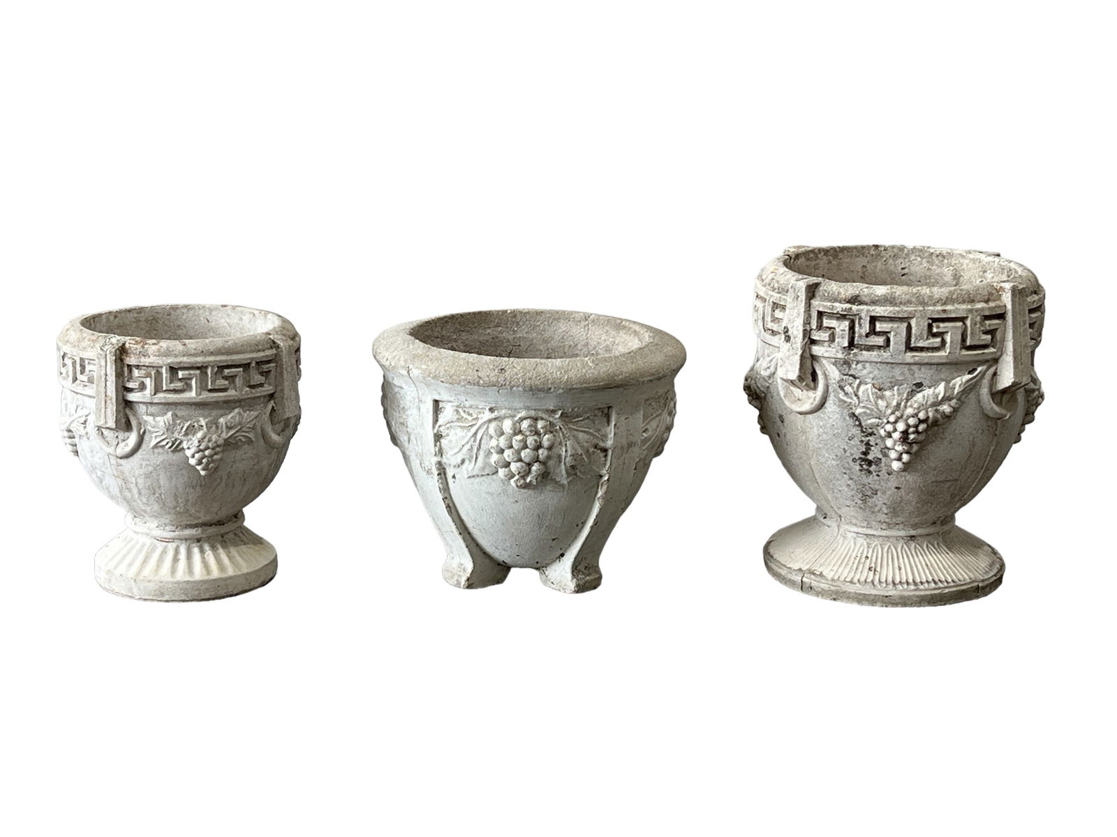 3 PC Grape Cluster Concrete Garden Urns 13"H, 16 1/2" Diam  /  14"H, 13" Diam  /  17"H, 15 1/2" Diam (1 of 14)