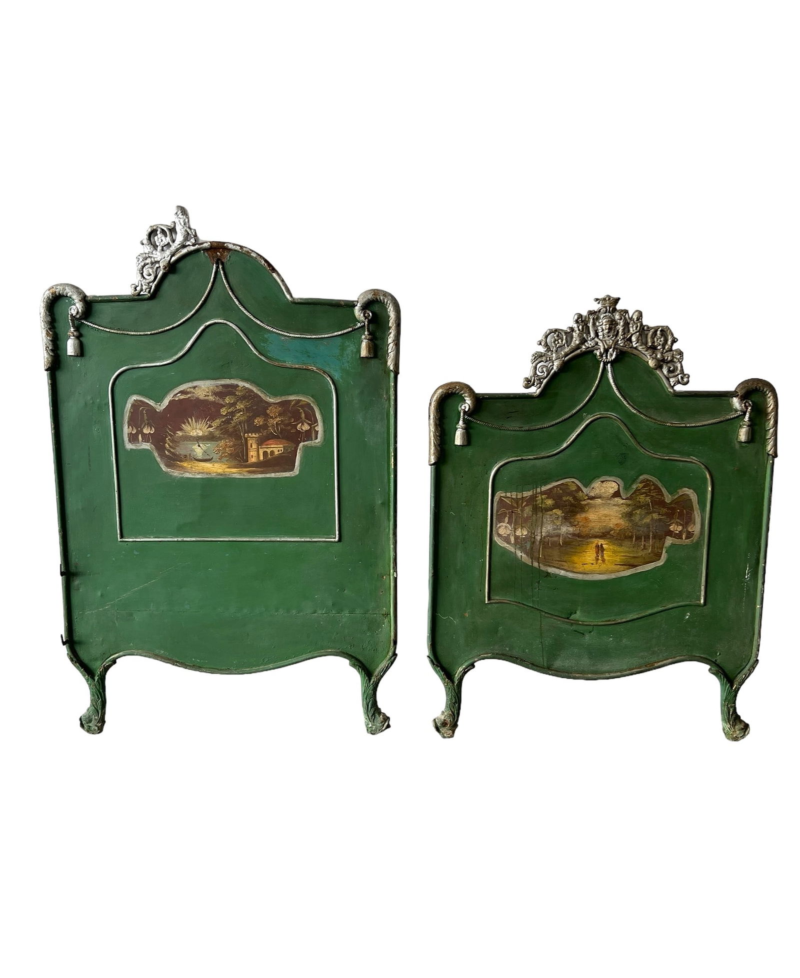 Painted French Metal Twin Bed 58 1/2"H, 37 1/2"L (Headboard)  /  50"H , 37"L (Footboard) (1 of 10)