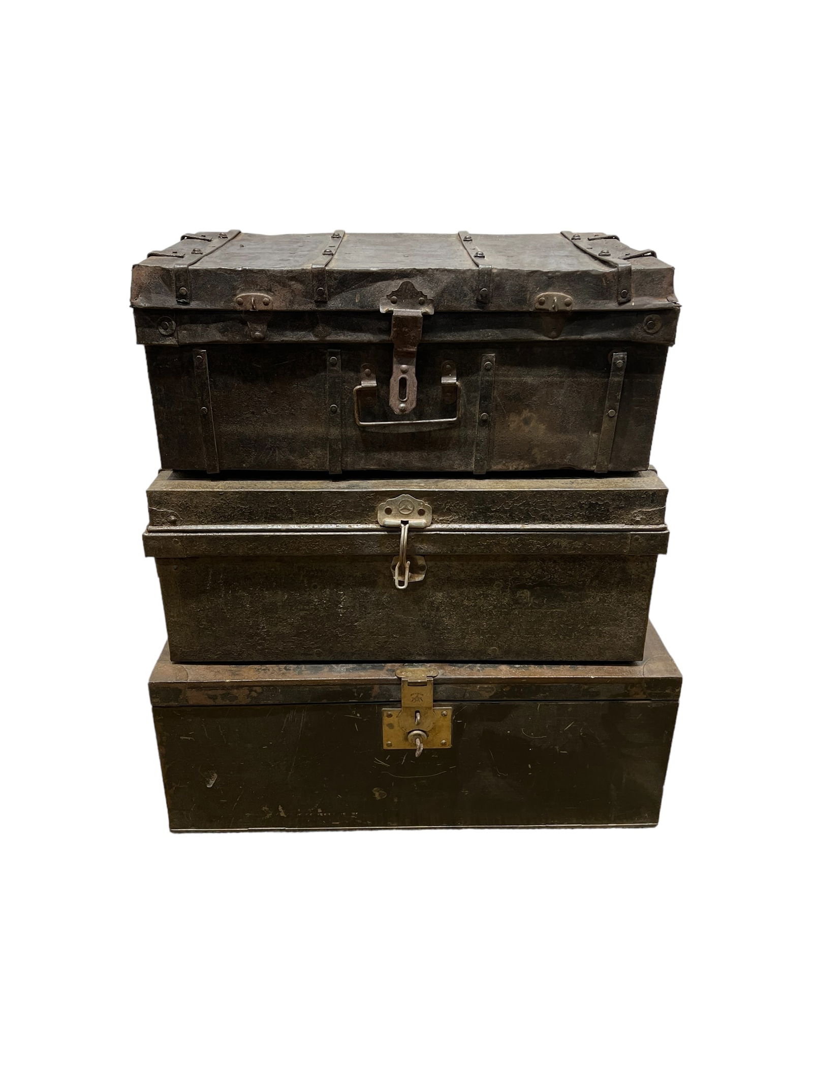 3pc. Lot of Metal Storage Travel Cases Largest - 11 1/2"H,   17"L,   30"W (1 of 8)