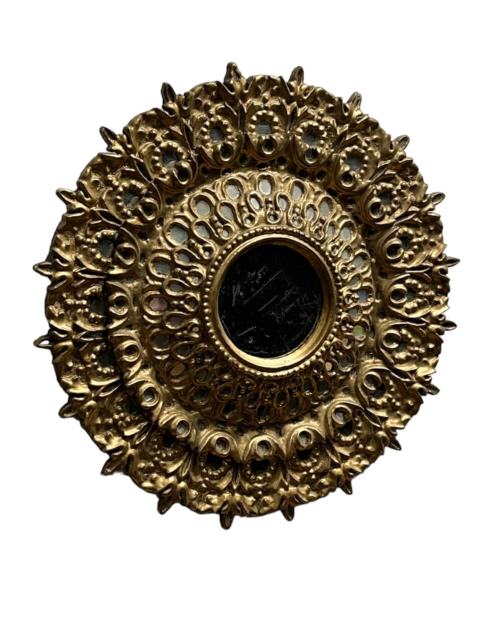 Spanish Colonial Gilt Wood Mirror 24" Diam (1 of 6)