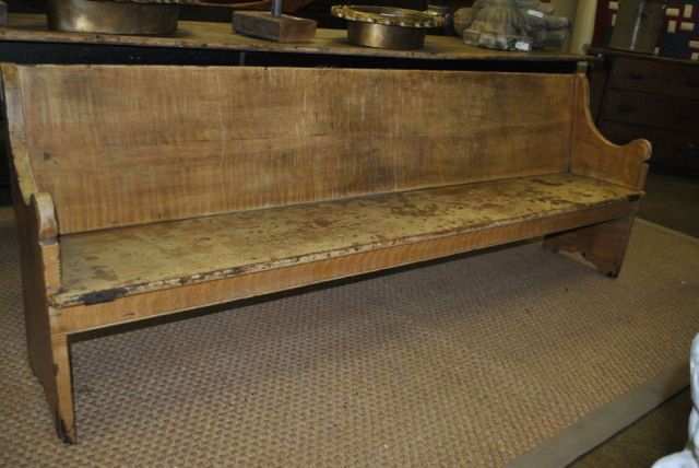 Painted Pa. Bench with Back (Mustard): Painted Pa. Bench with Back (Mustard)