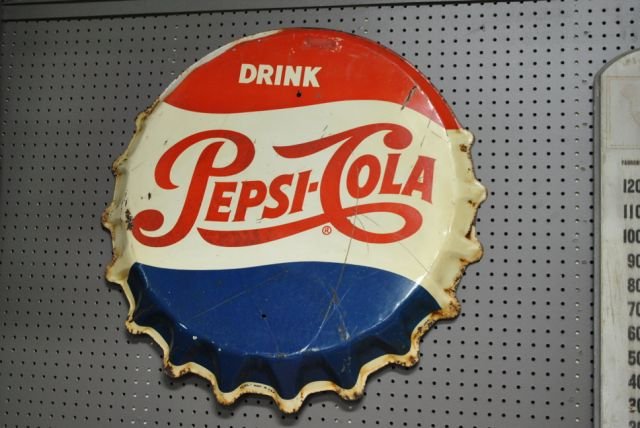 Pepsi Cola Bottle Cap Sign: Pepsi Cola Bottle Cap Sign